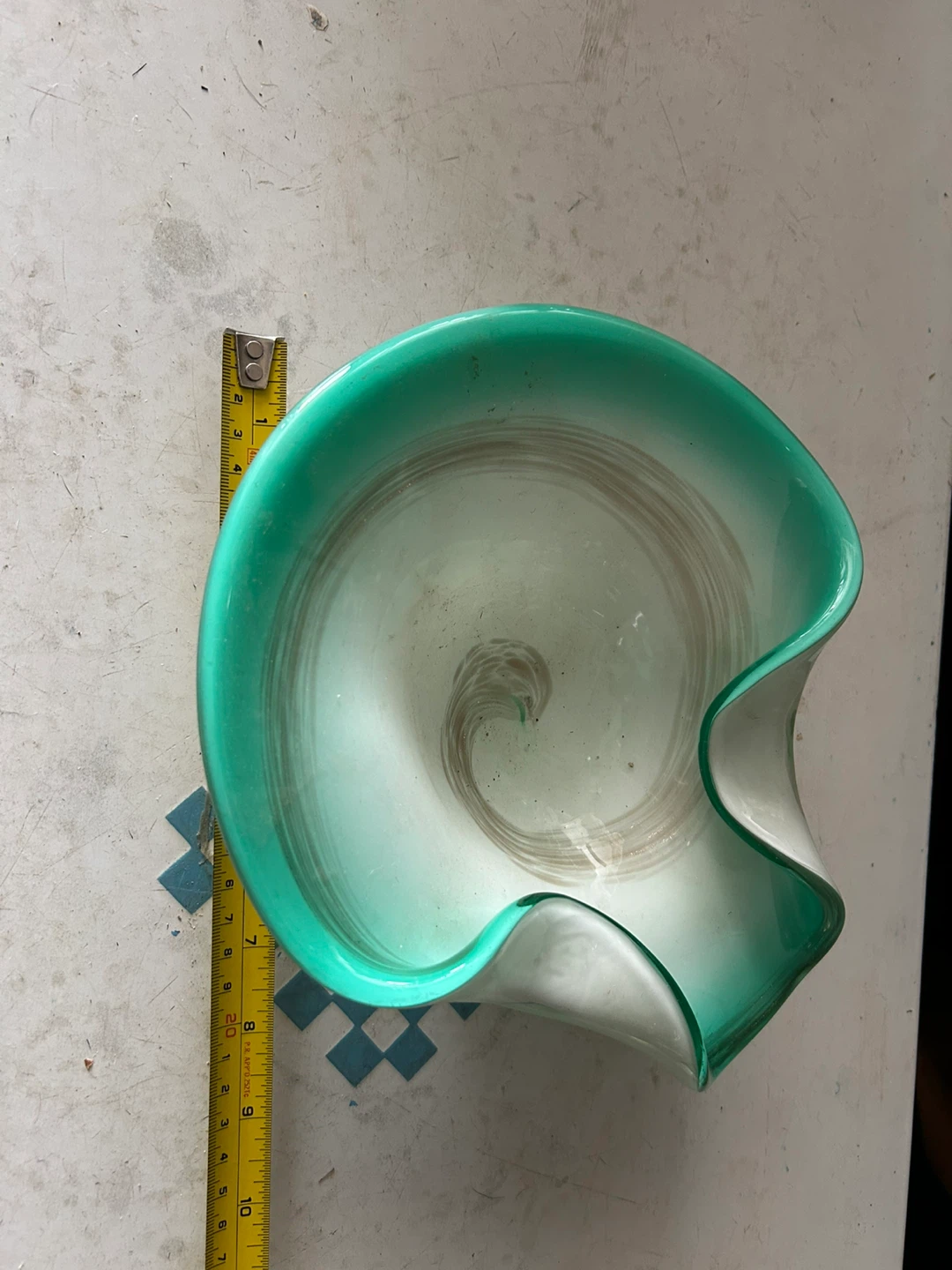 Green Glass Swirl Art Vase/Bowl