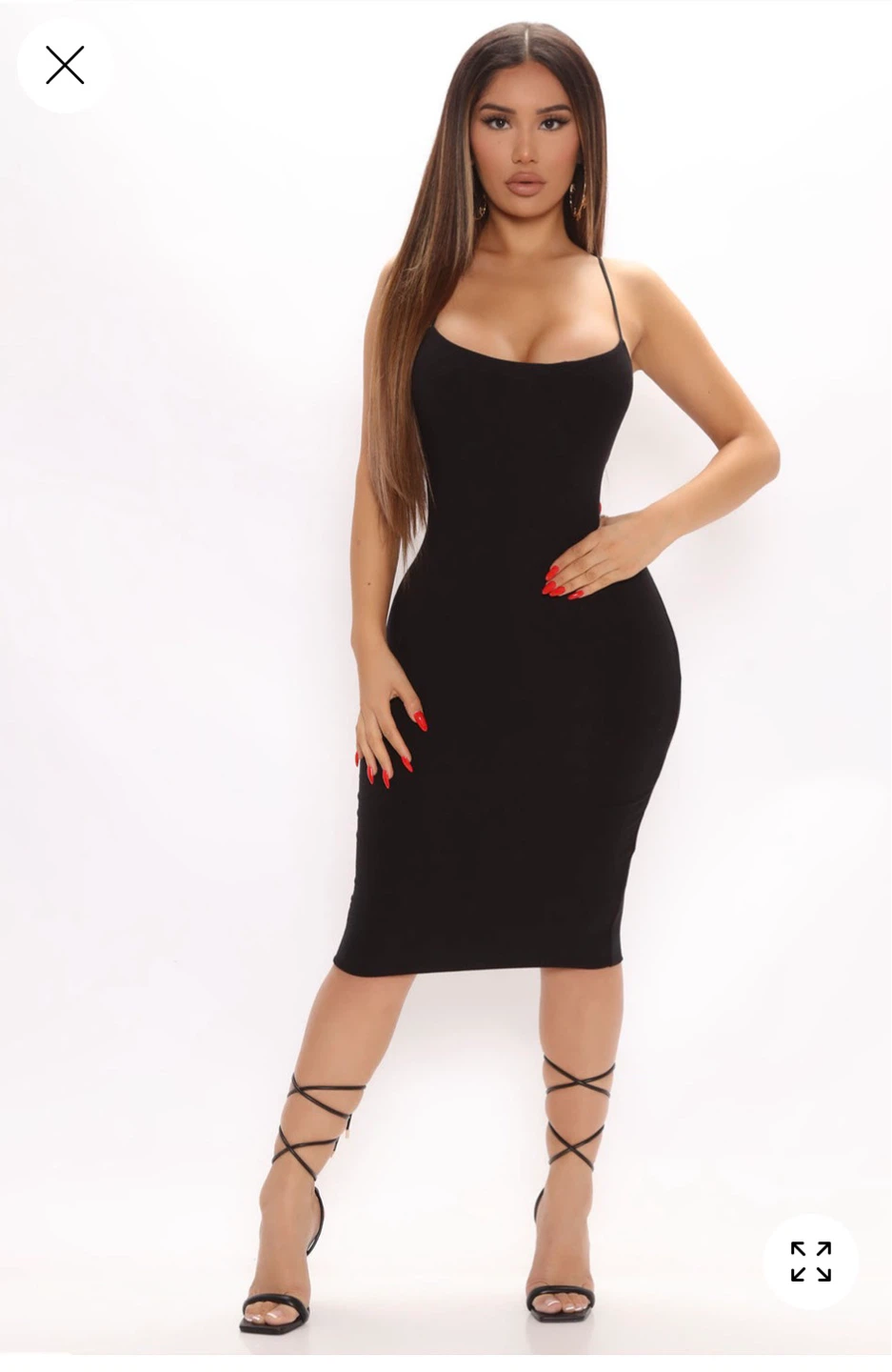 Fashion Nova Black Ribbed Midi Dress