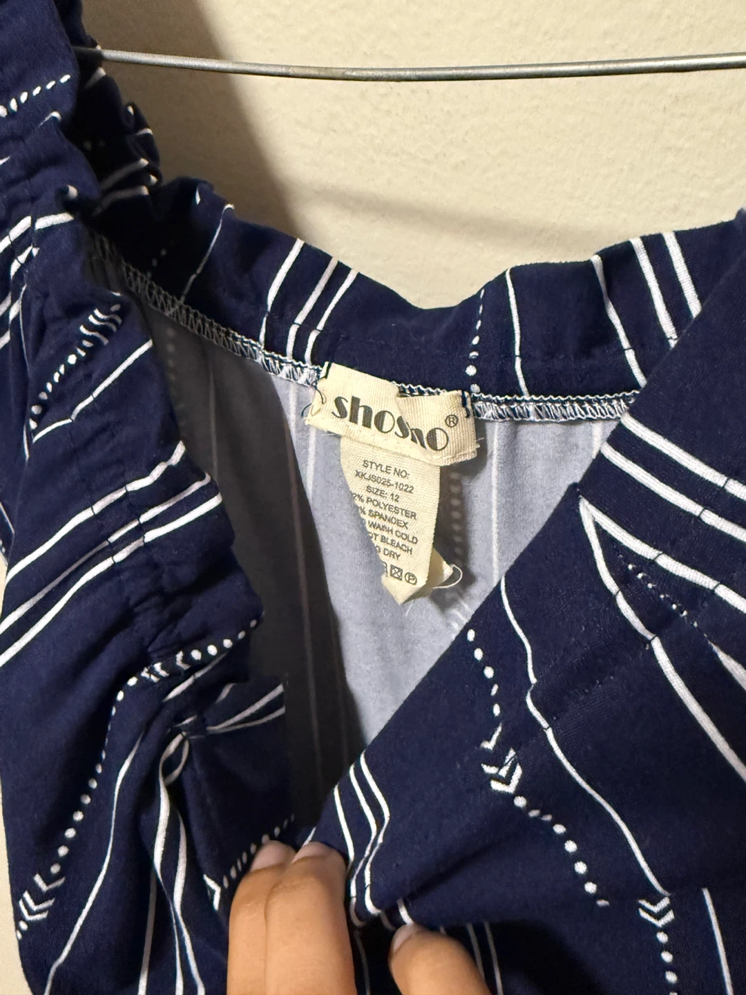 Navy blue and white short-sleeved jumpsuit - photo 4