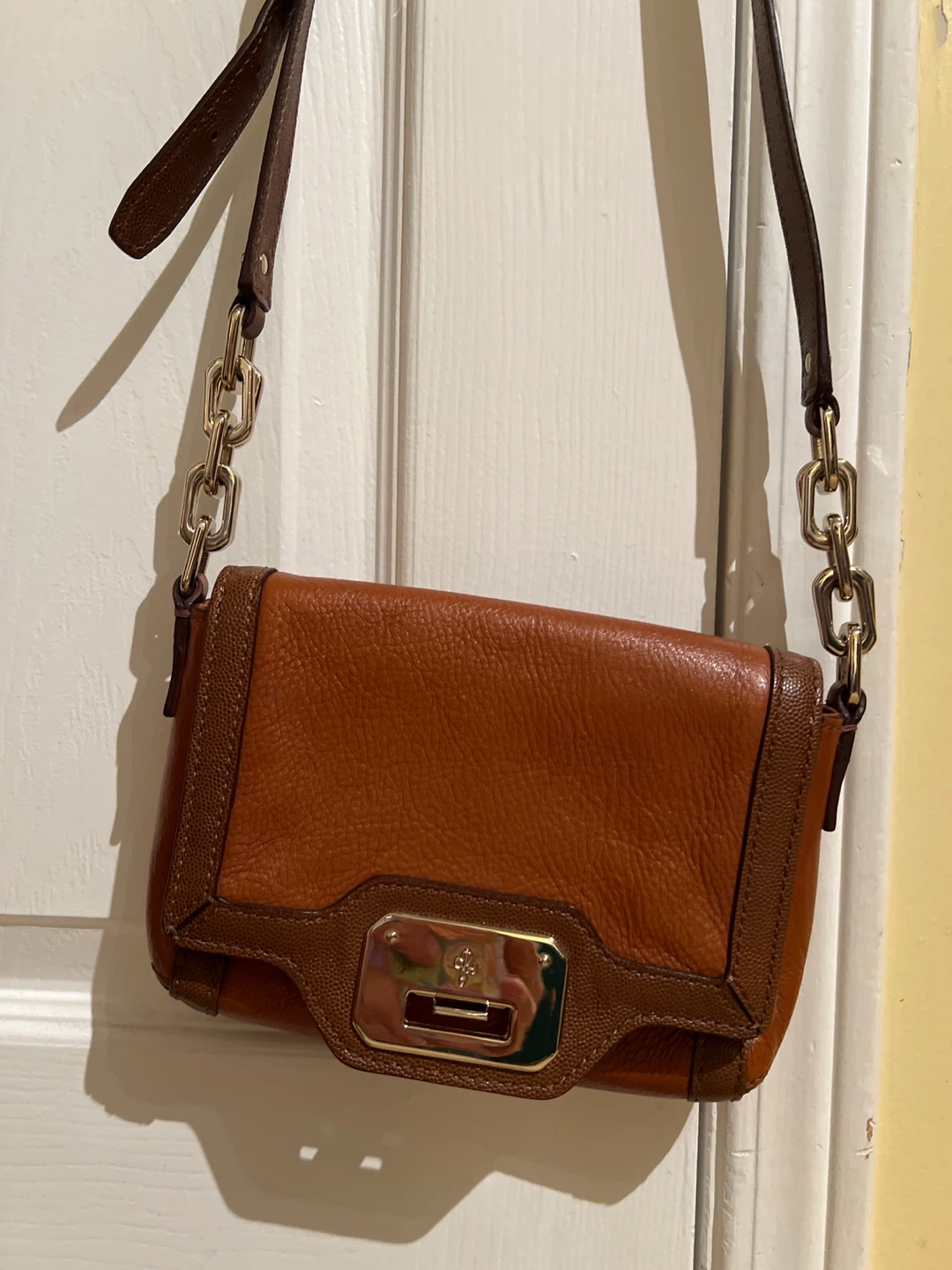 Cole Haan Brown Leather Crossbody Bag with Chain Strap - photo 2