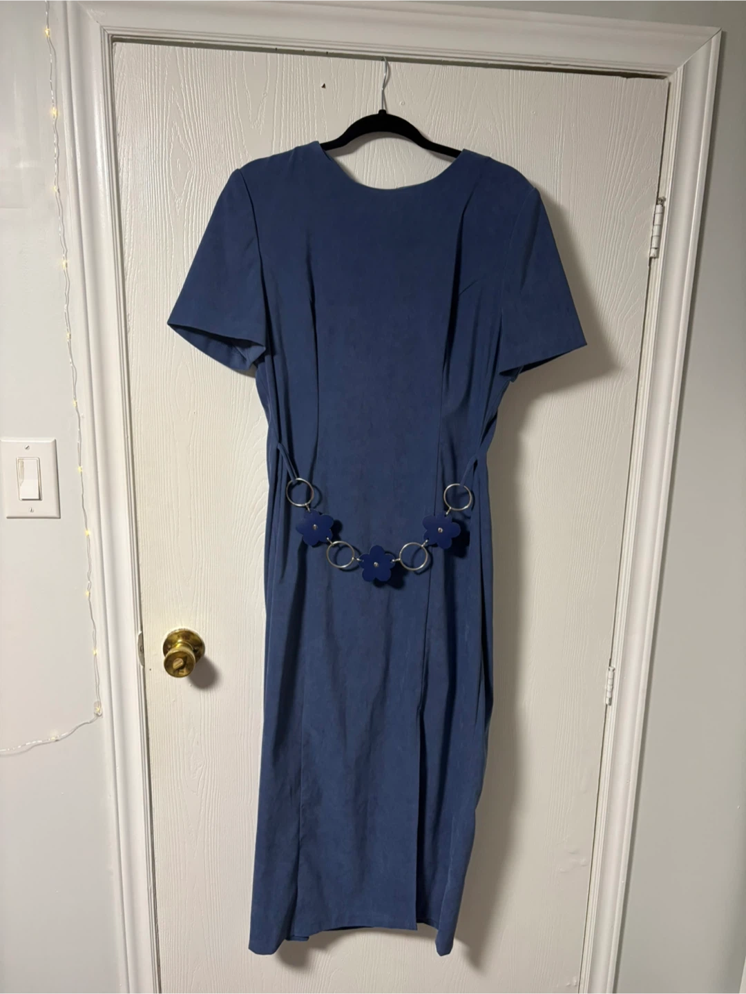 90’s Vintage Midi Dress with Flower and Ring Belt