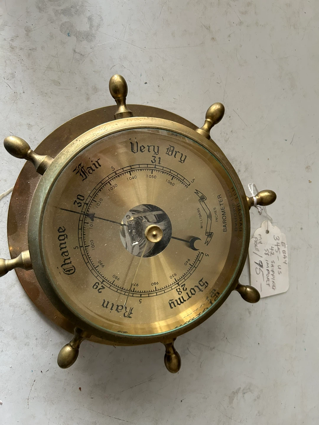 Brass Ship's Wheel Barometer