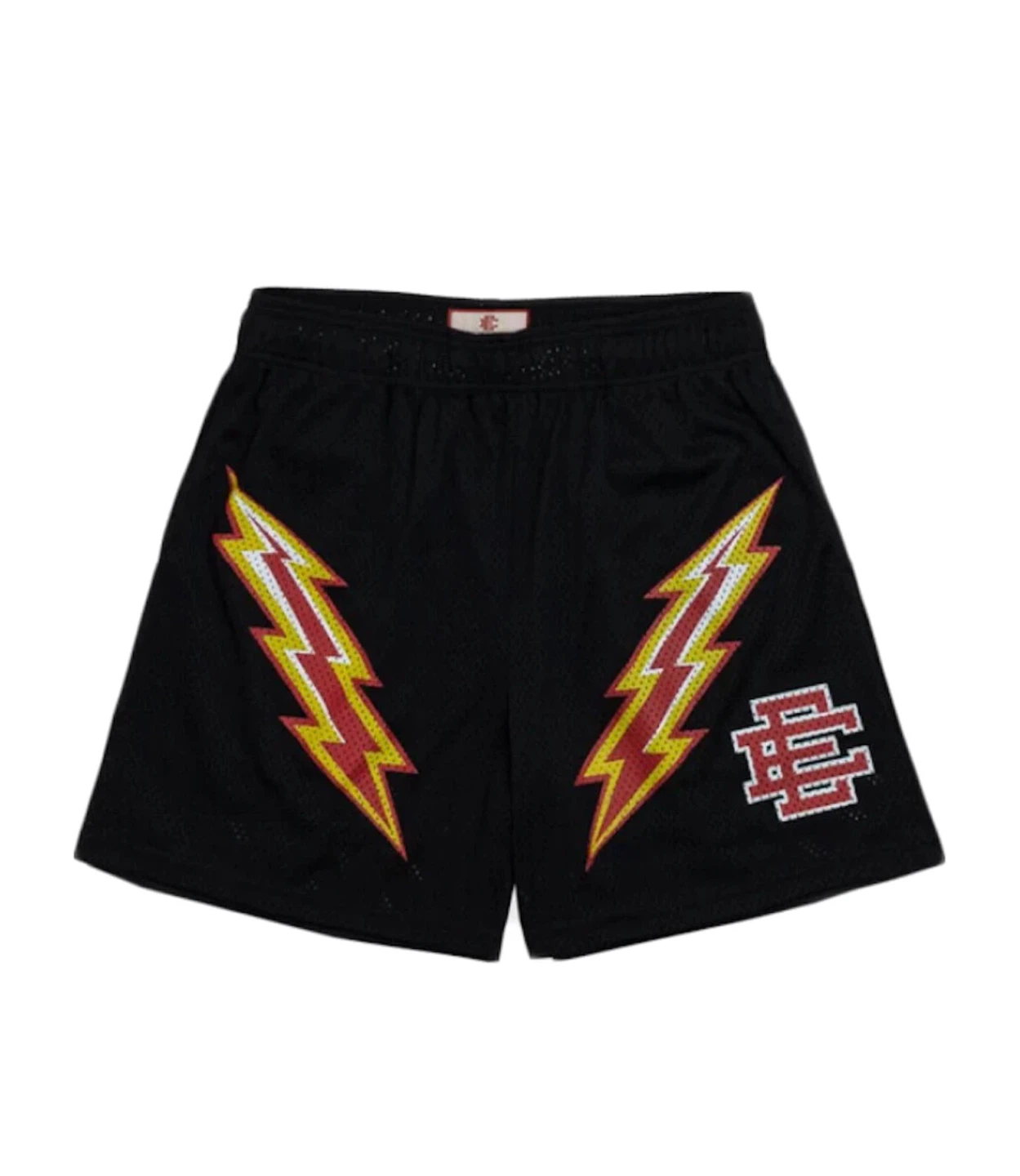 Black Mesh Shorts with Lightning Bolt & EE Logo