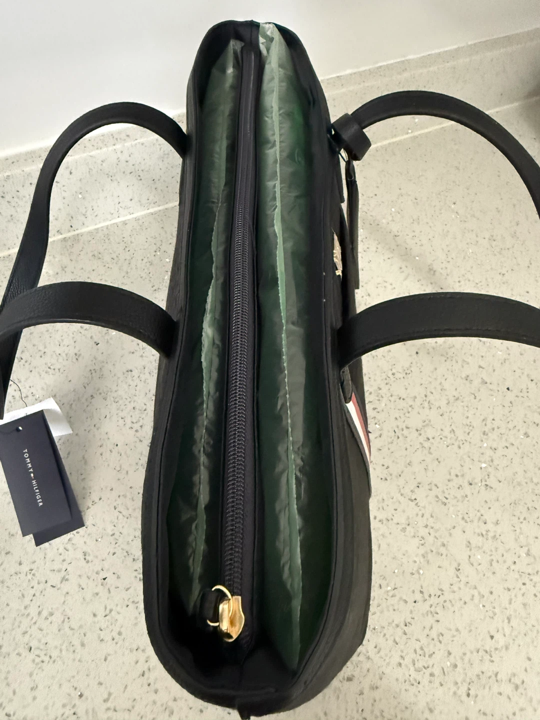 Tommy Hilfiger Black Monogram Tote Bag with Luggage Tag - photo 5