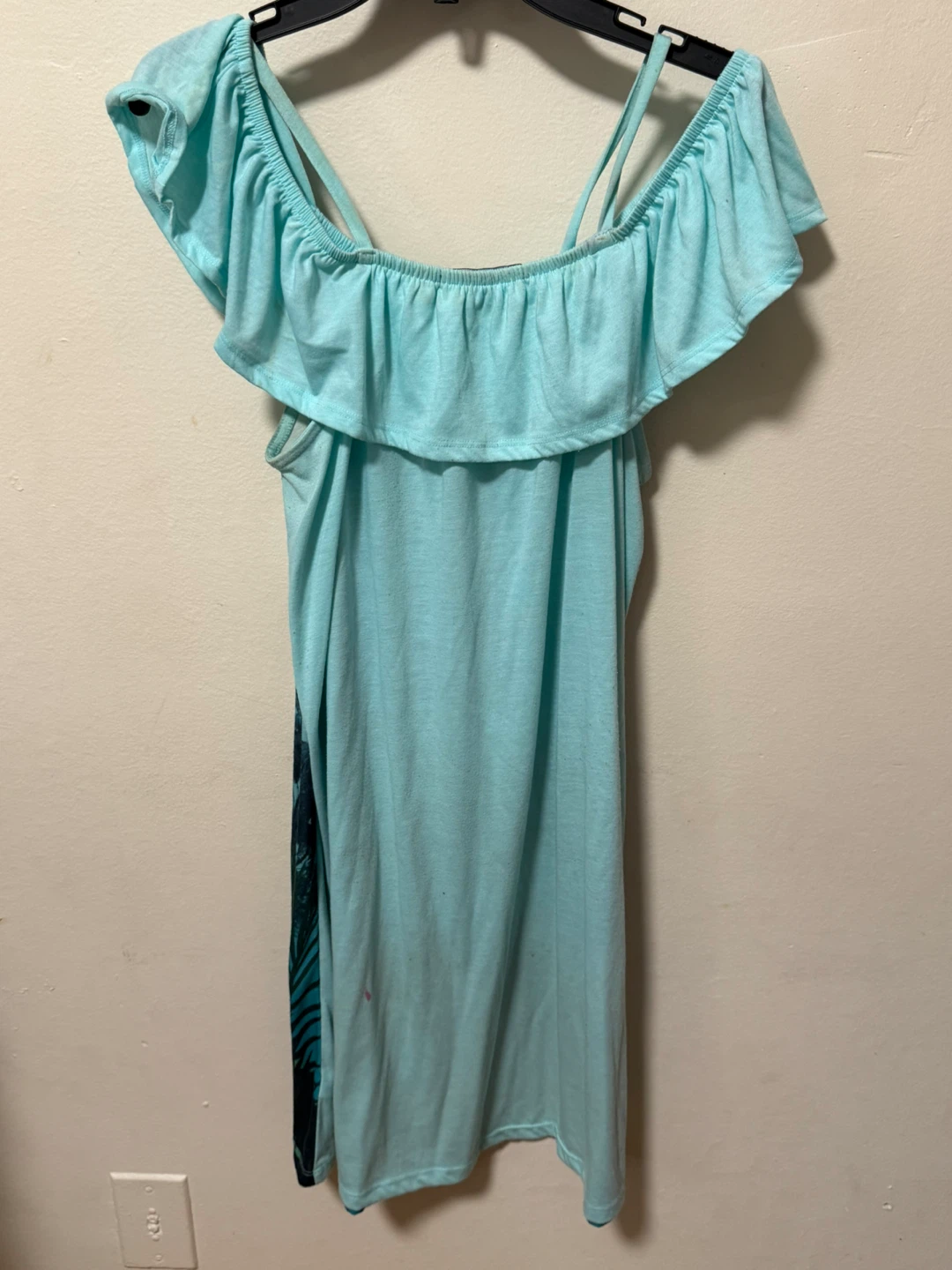 Tropical Ruffle Cold-Shoulder Dress – okay condition! - photo 4
