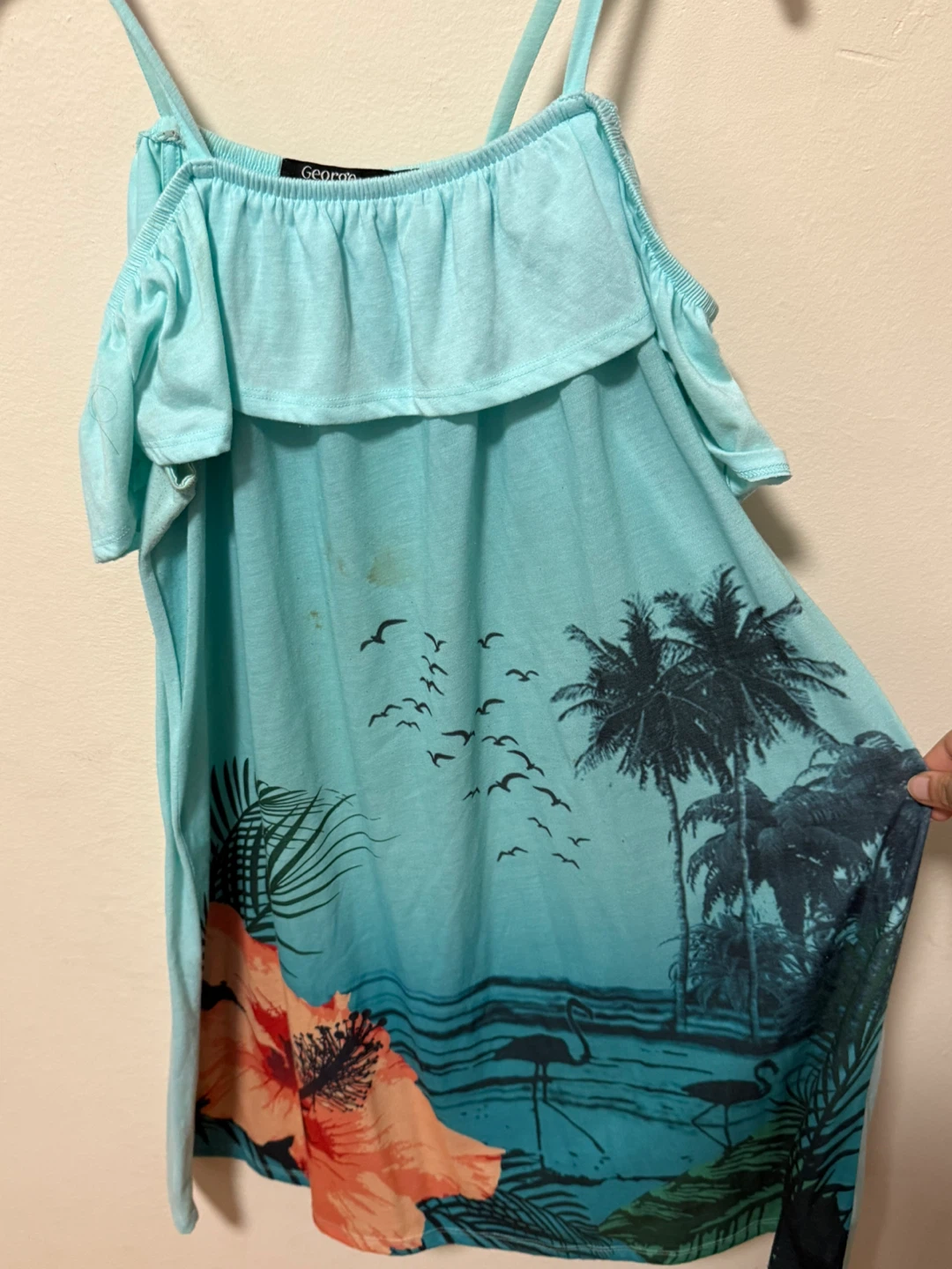 Tropical Ruffle Cold-Shoulder Dress – okay condition! - photo 5