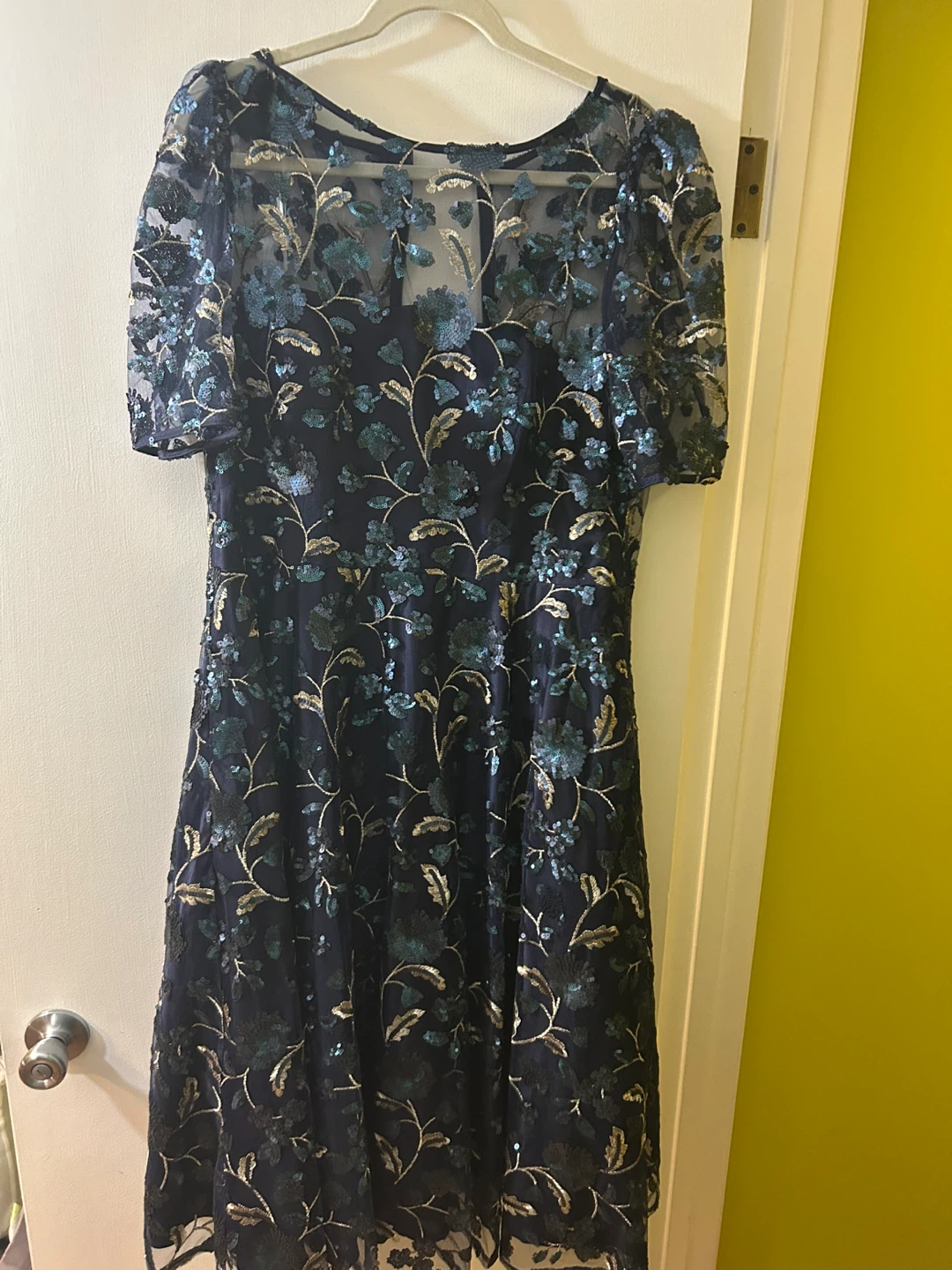 Eliza J Navy Floral Sequin Dress - photo 3