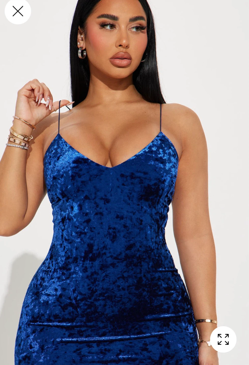 Fashion Nova Blue Velvet Midi Dress - photo 3
