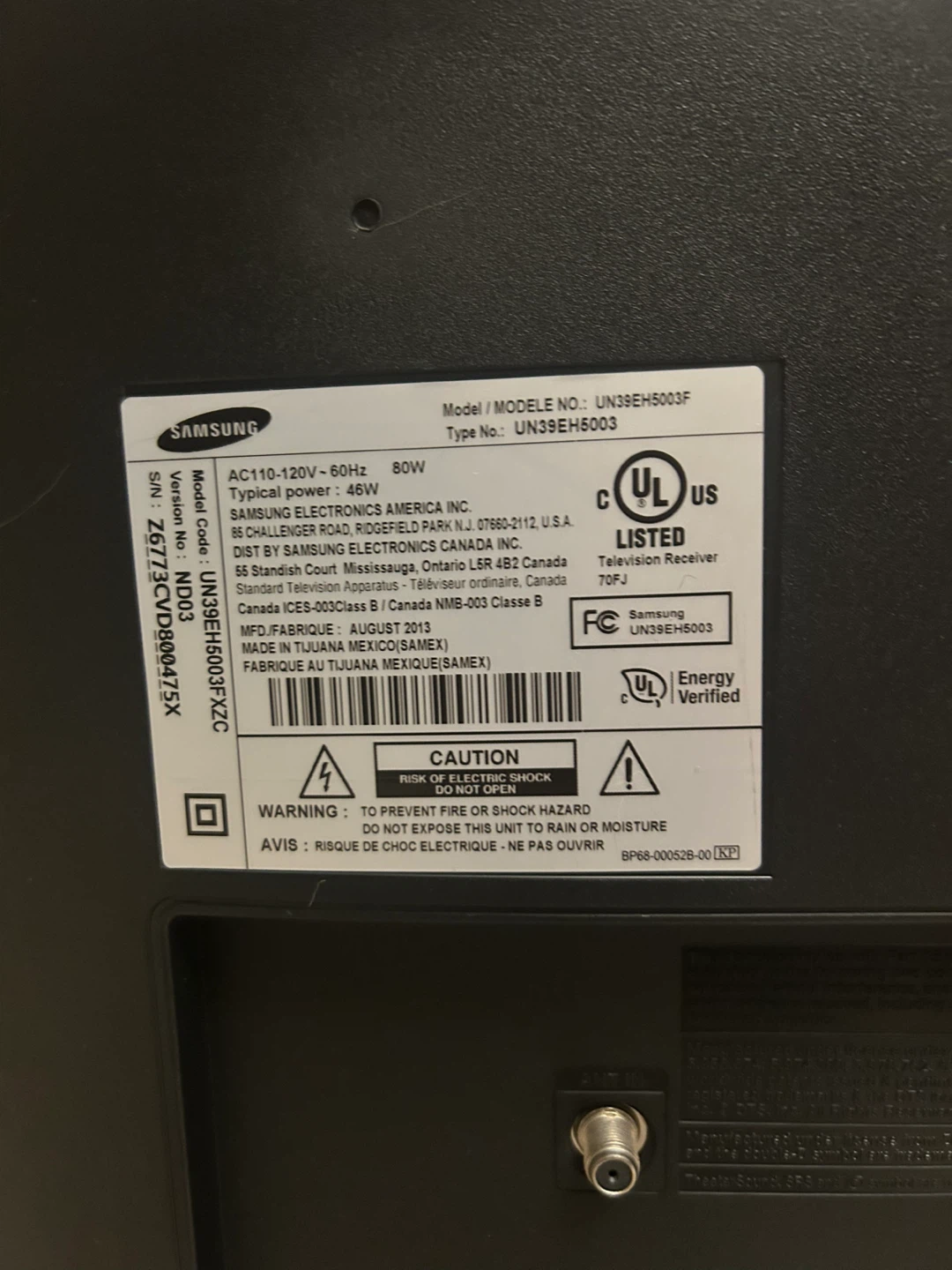 Samsung 39” LED TV – Works Perfectly - photo 5