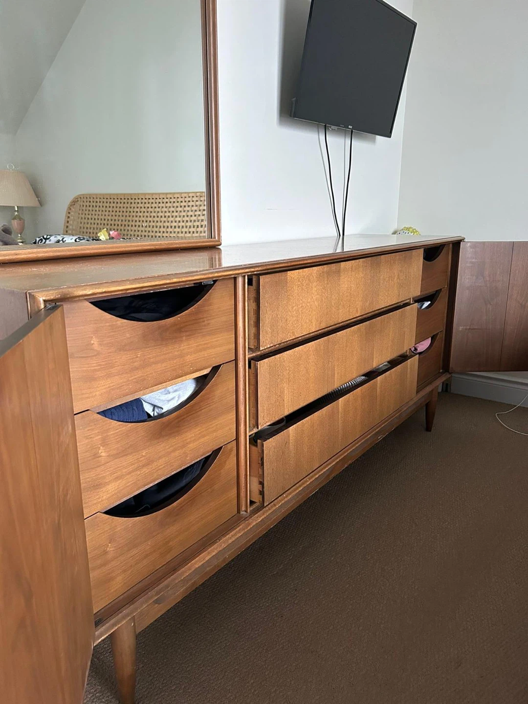 Mid-Century Modern Wood Dresser with Mirror - photo 3