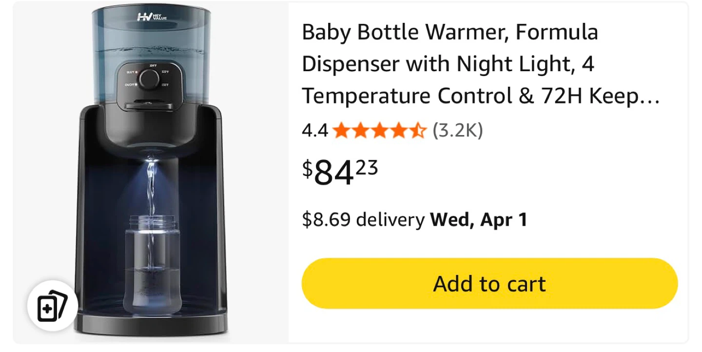 HEYVALUE Baby Bottle Warmer & Formula Dispenser with Night Light - photo 2