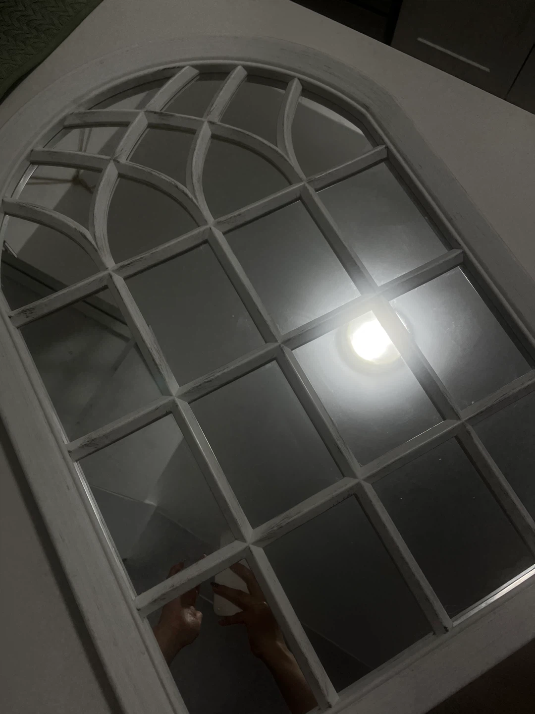 White Arched Window Pane Mirror - photo 2