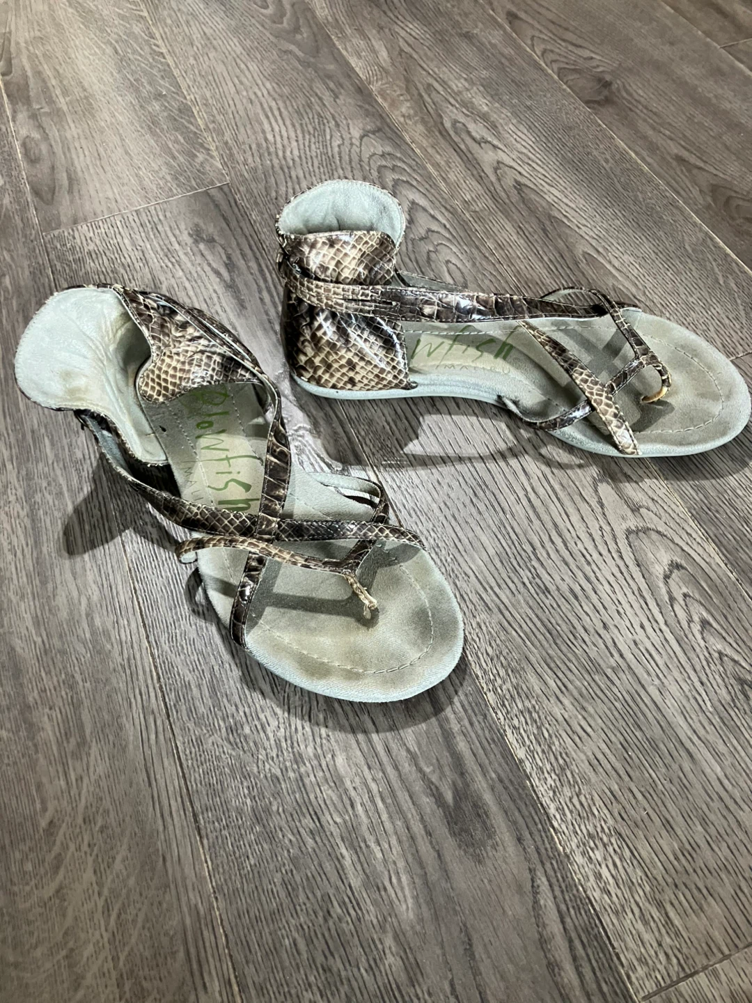 Blowfish Snake Print Sandals - size 8