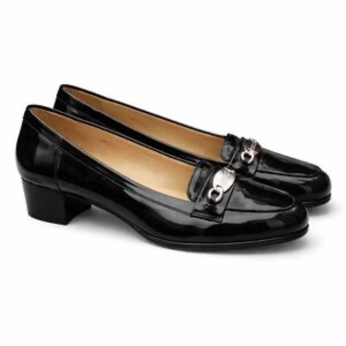 Michael kors Black Patent Loafers with Silver Buckle Detail