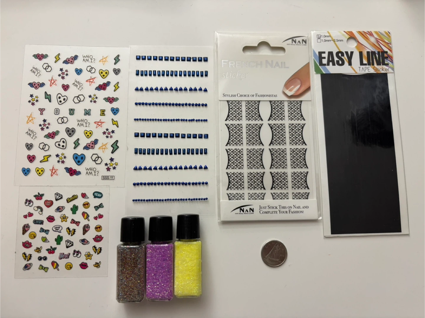 Nail Art Sticker and Glitter Set