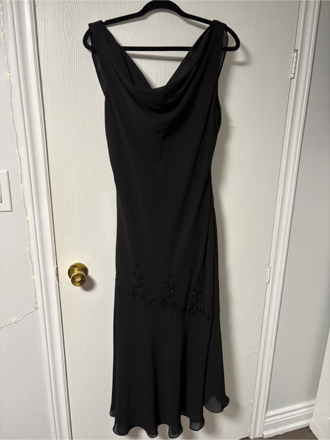 Vintage Black Beaded Evening Dress