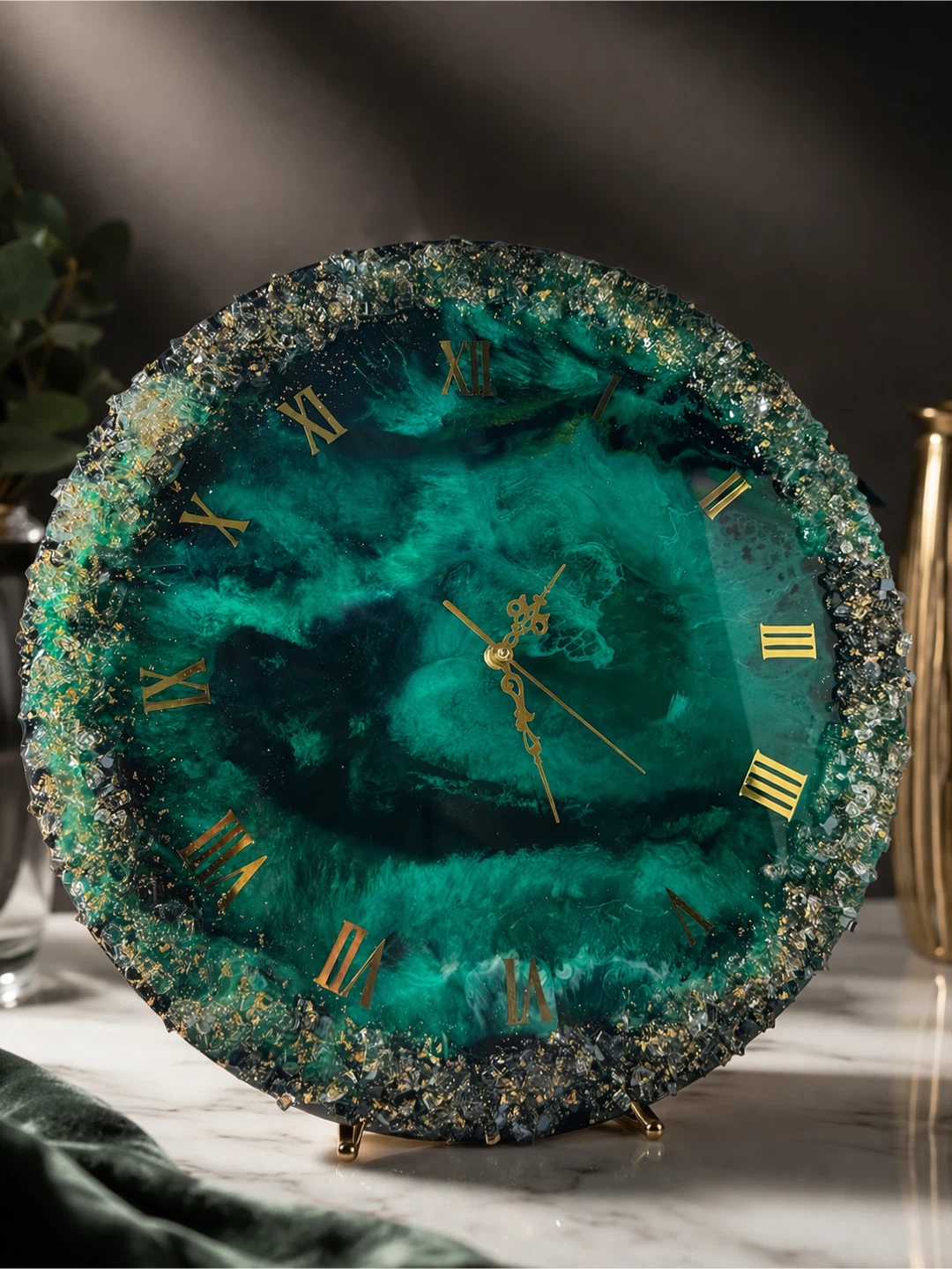 Emerald Green Resin Wall Clock