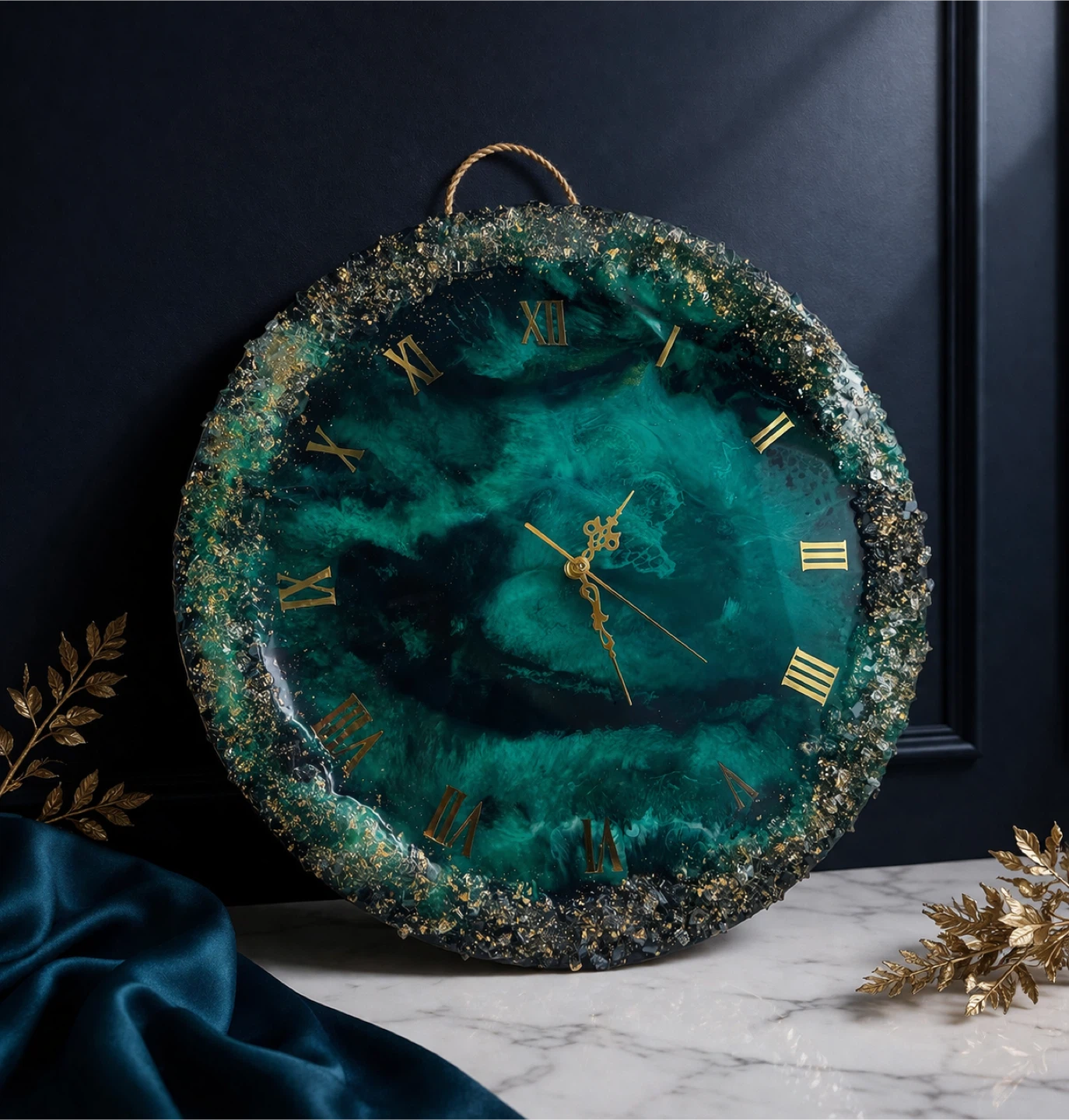 Emerald Green Resin Wall Clock - photo 2