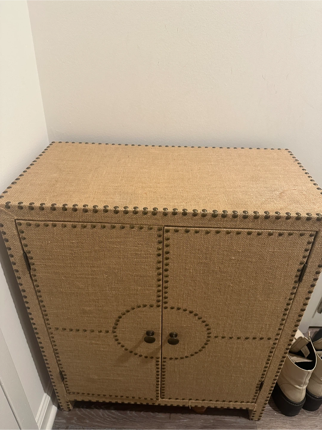 Upholstered Storage Cabinet with Studded Detail - photo 2