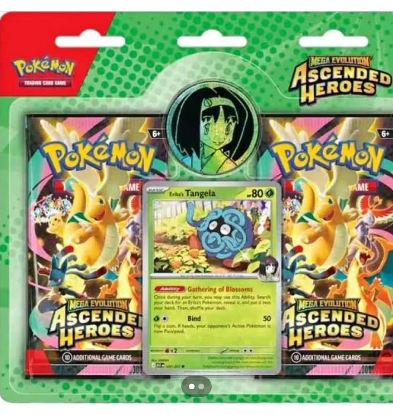 Pokemon Mega Evolution Ascended Heroes 2 Packs + Coin