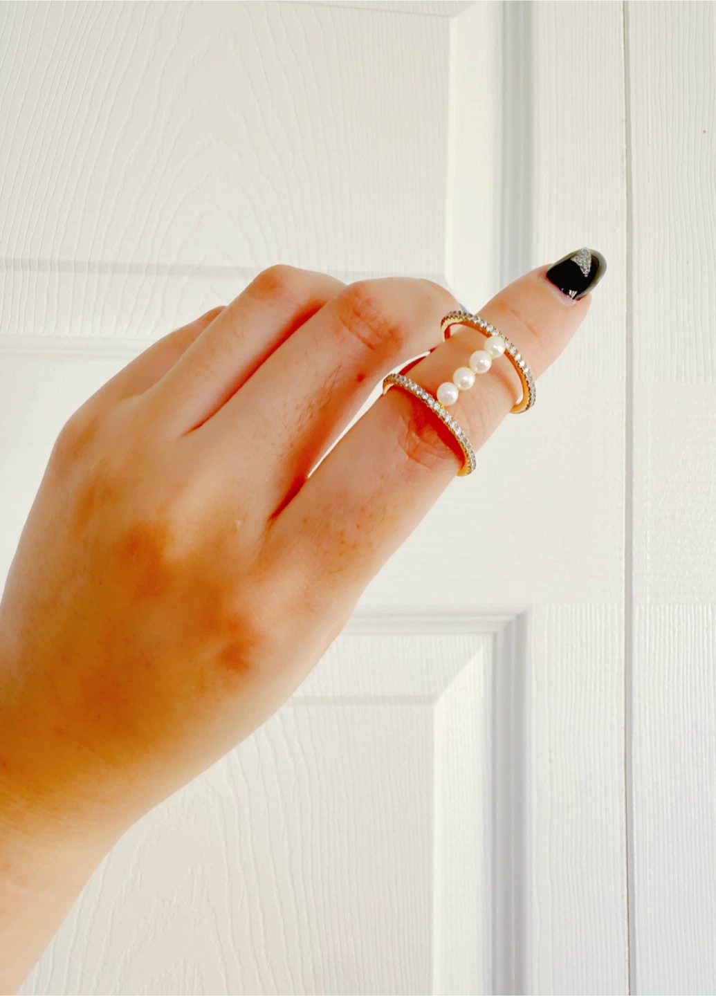 Fresh Pearl Double Band Ring Open end Adjustable - photo 3