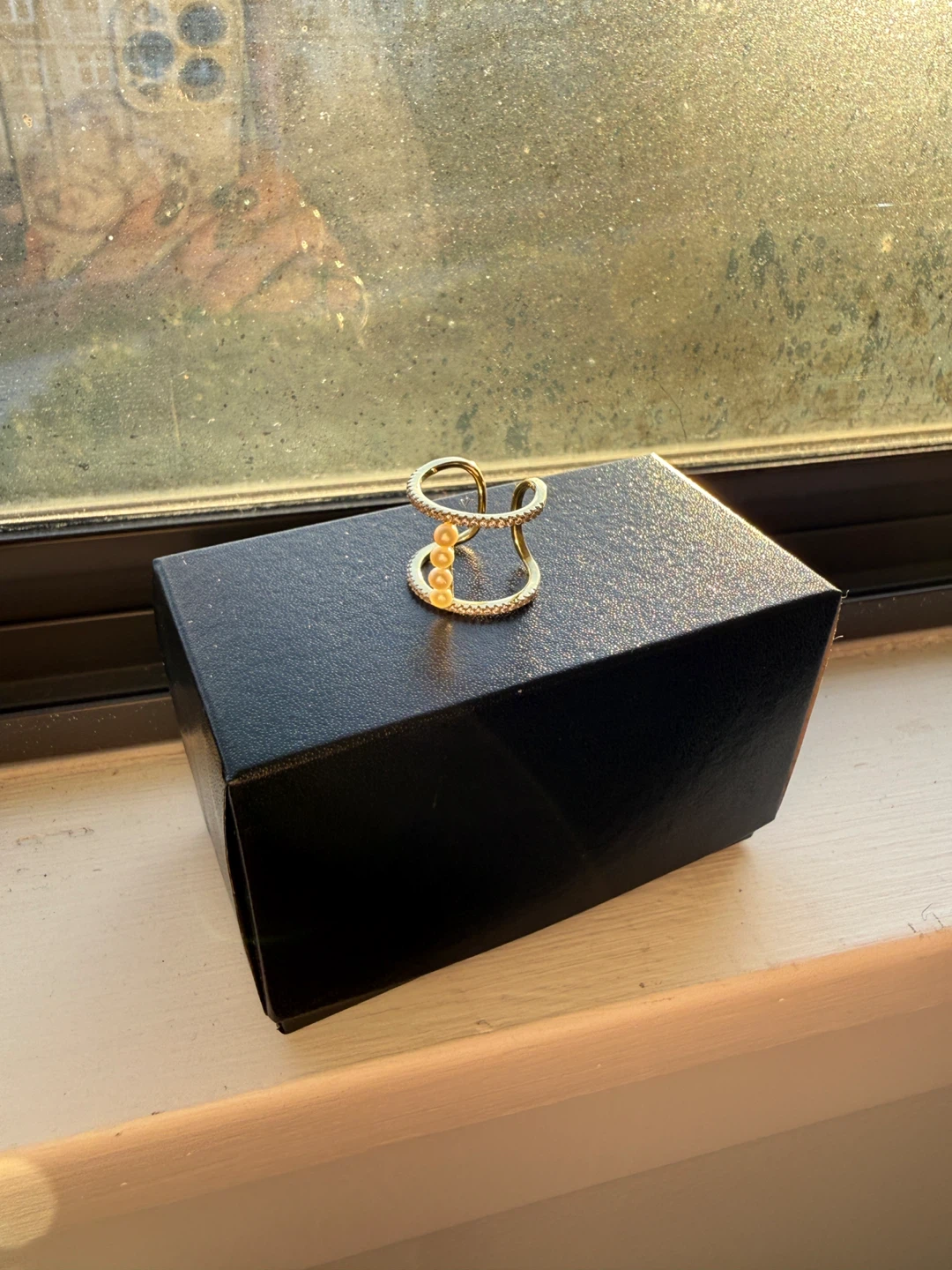 Fresh Pearl Double Band Ring Open end Adjustable