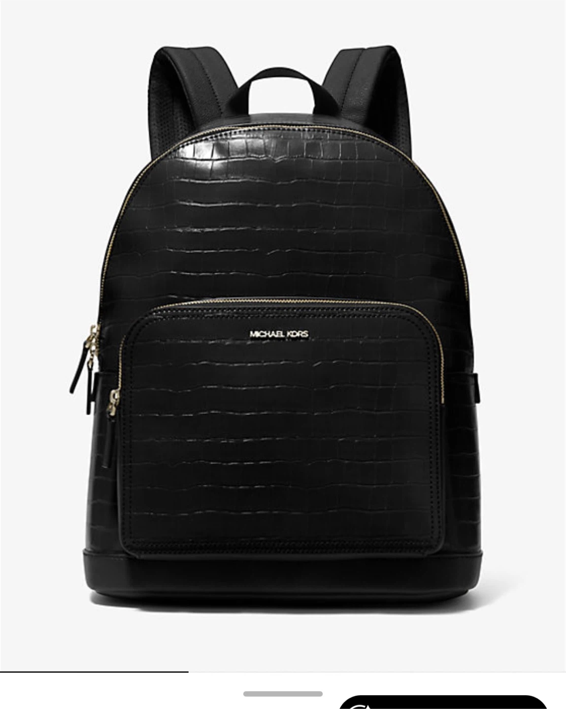 Michael Kors Black Croc Embossed Leather Backpack