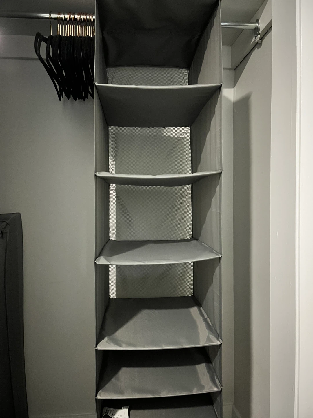 Grey 6-Shelf Hanging Closet Organizer