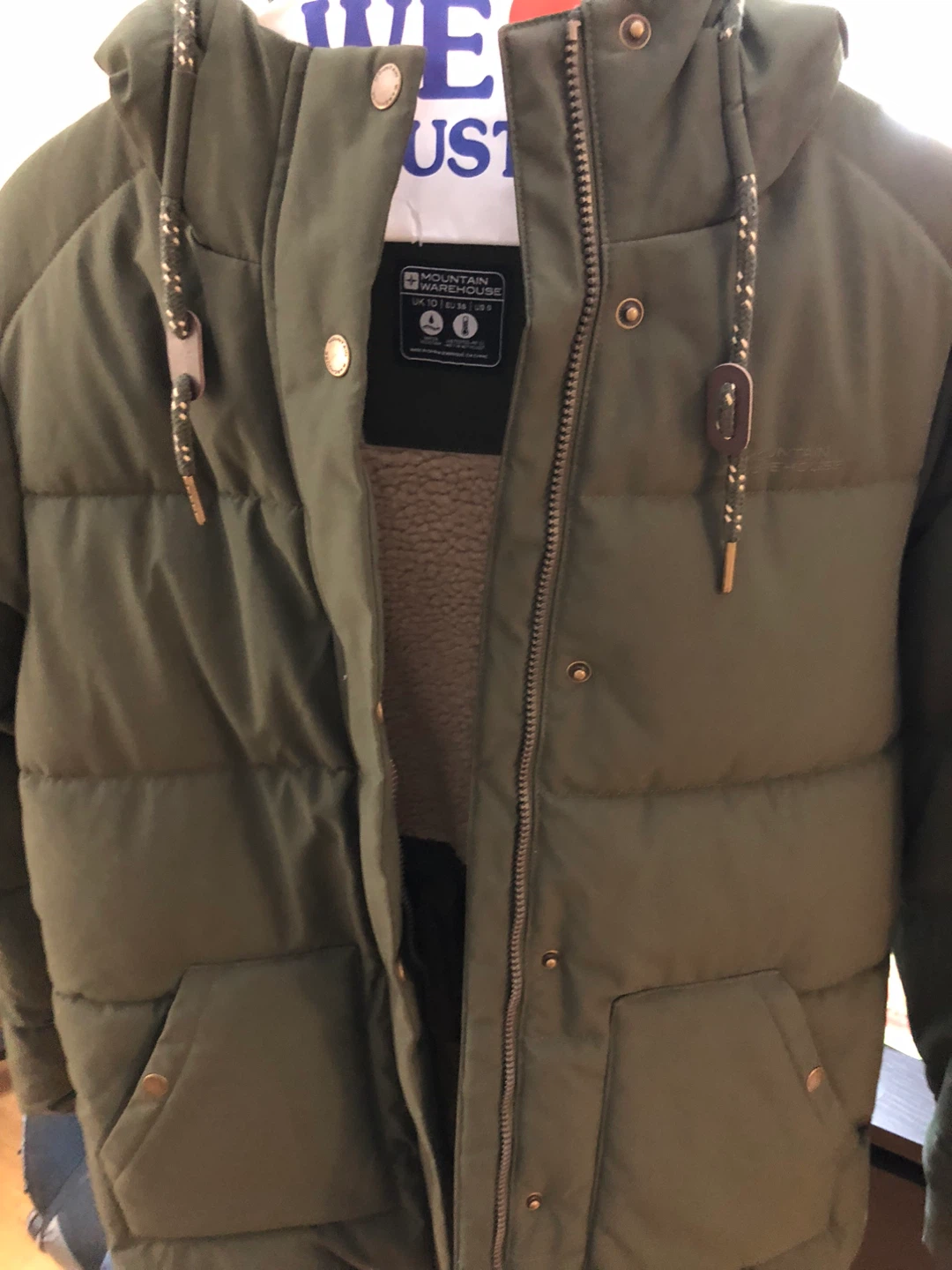 Olive Green Mountain Warehouse Women’s Puffer Jacket