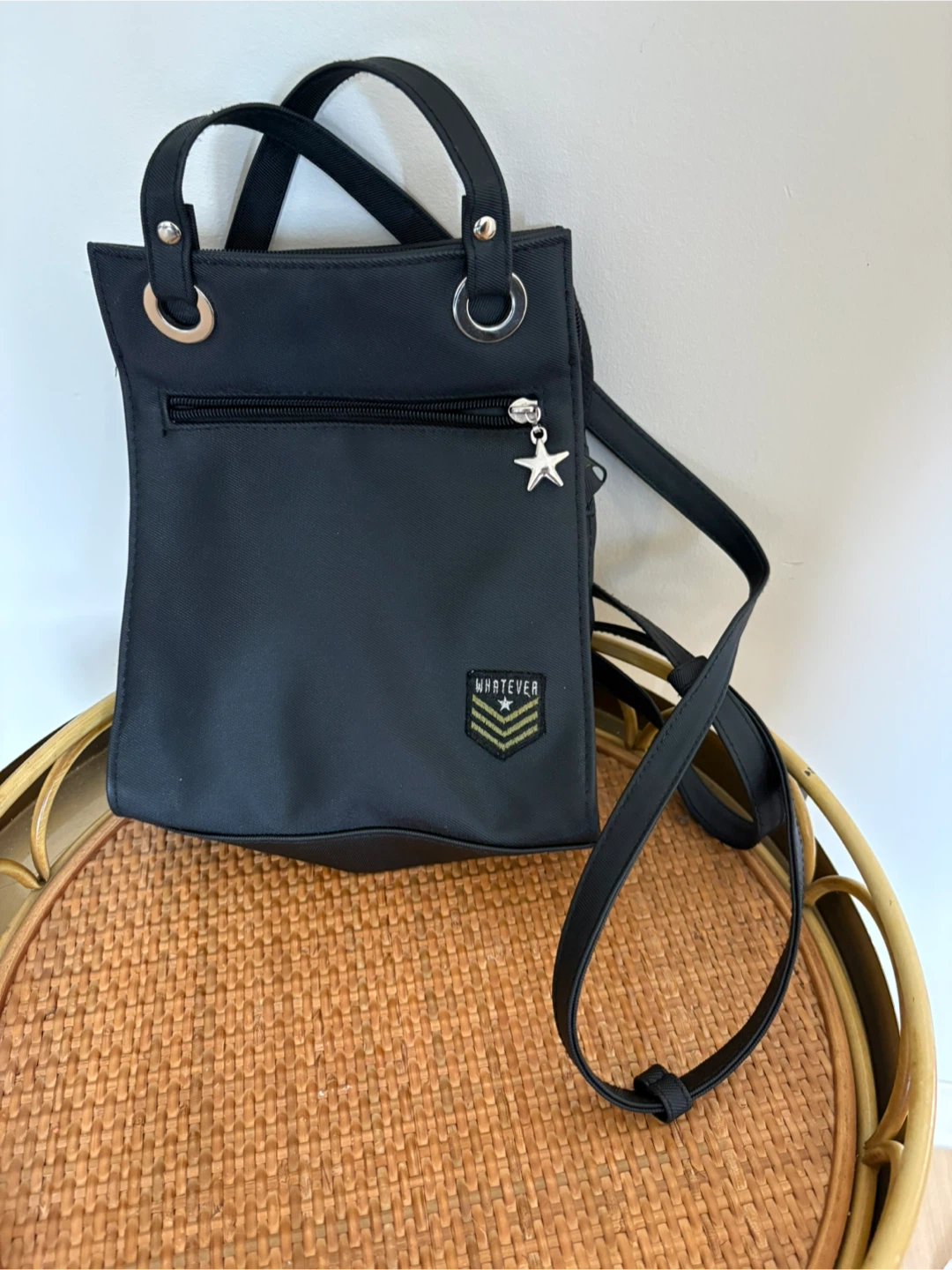 Black Small Tote Bag with Star Charm
