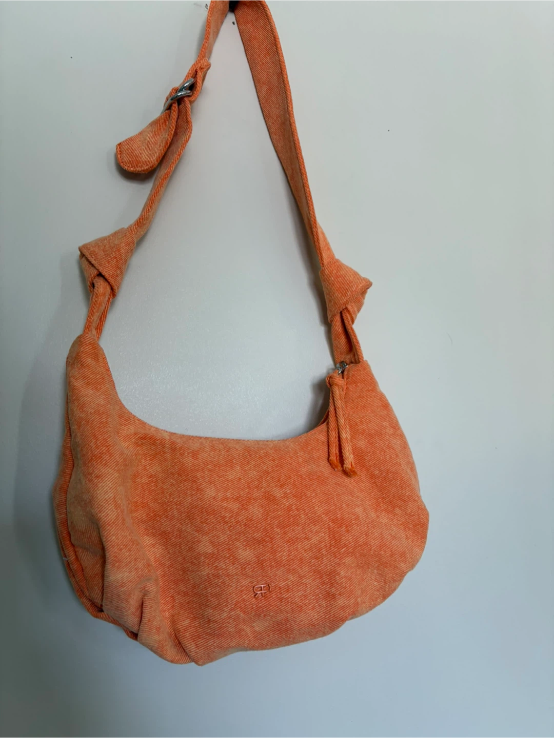 Orange Washed Denim Hobo Bag