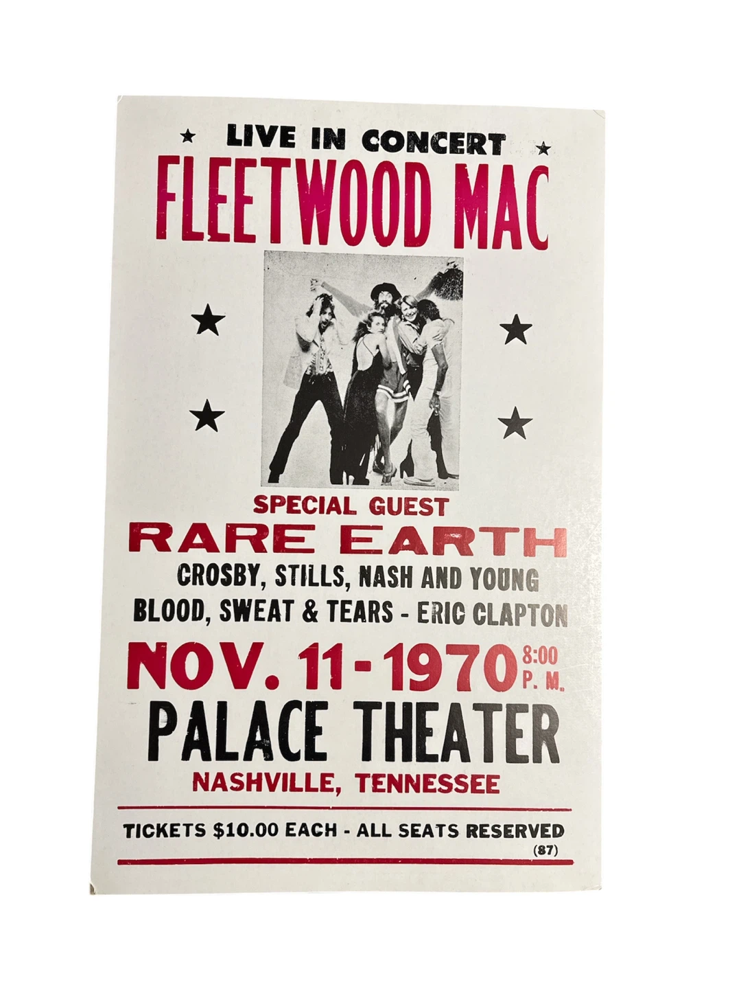Fleetwood Mac concert poster - Nov. 11, 1970