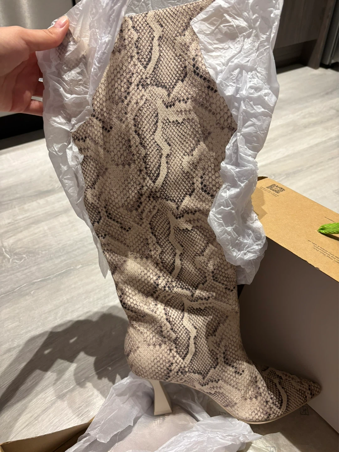 Snakeskin Print Knee-High Boots - photo 4