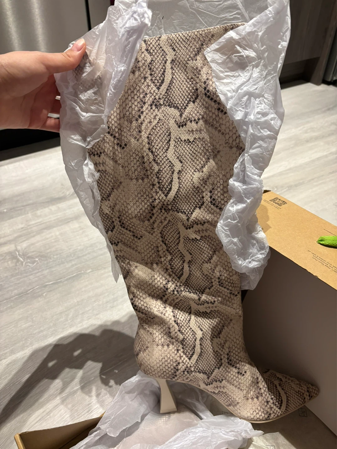Snakeskin Print Knee-High Boots - photo 3
