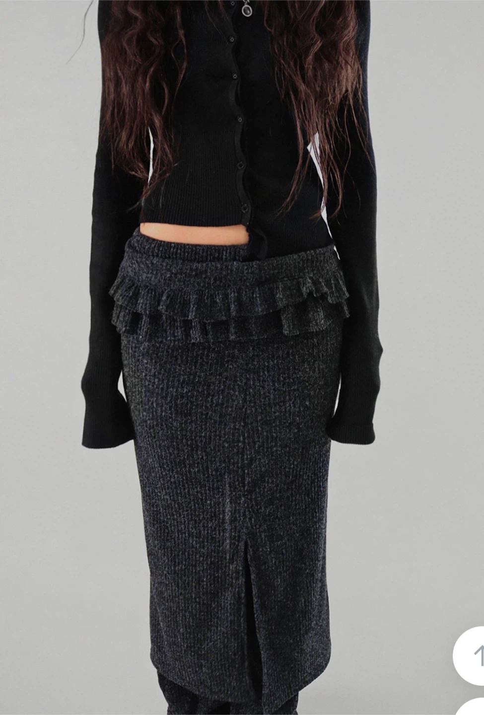 LAYERED SET MIDI SKIRT&KNIT BOOTCUT PANTS