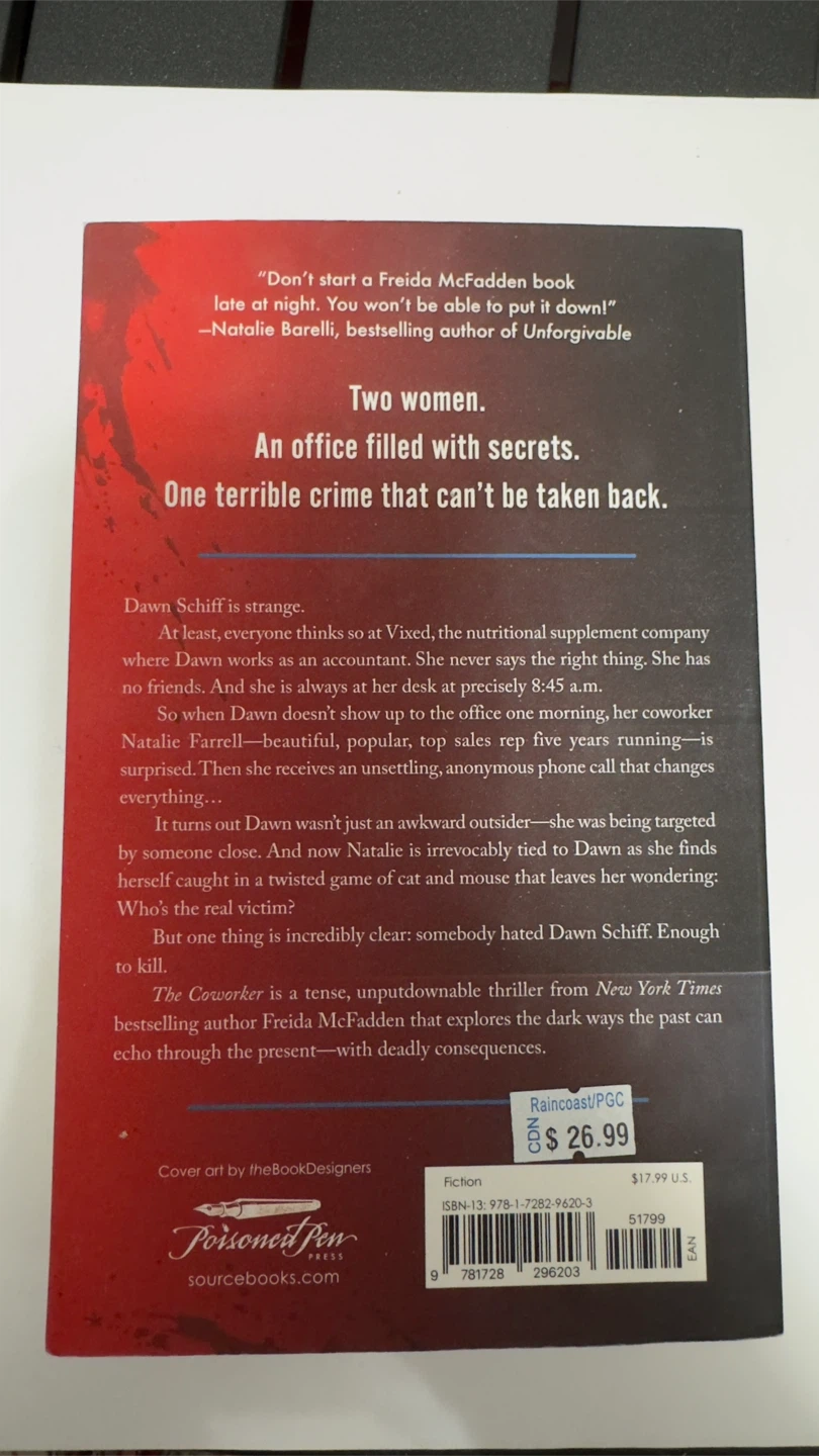 The Coworker by Freida McFadden Paperback Thriller Book - photo 2