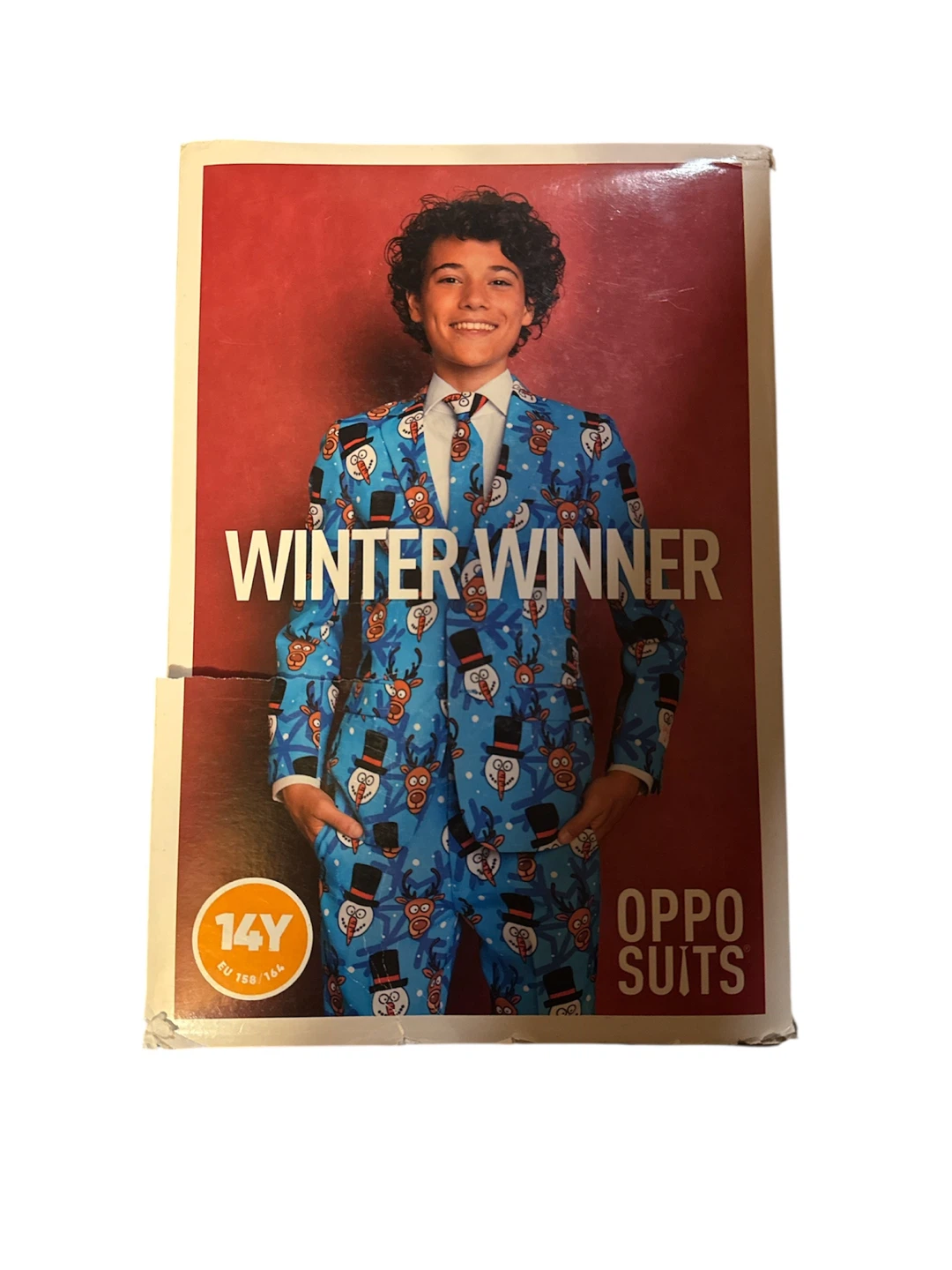 Oppo Suits Winter Winner Boys Blue Snowman Reindeer Suit - photo 3