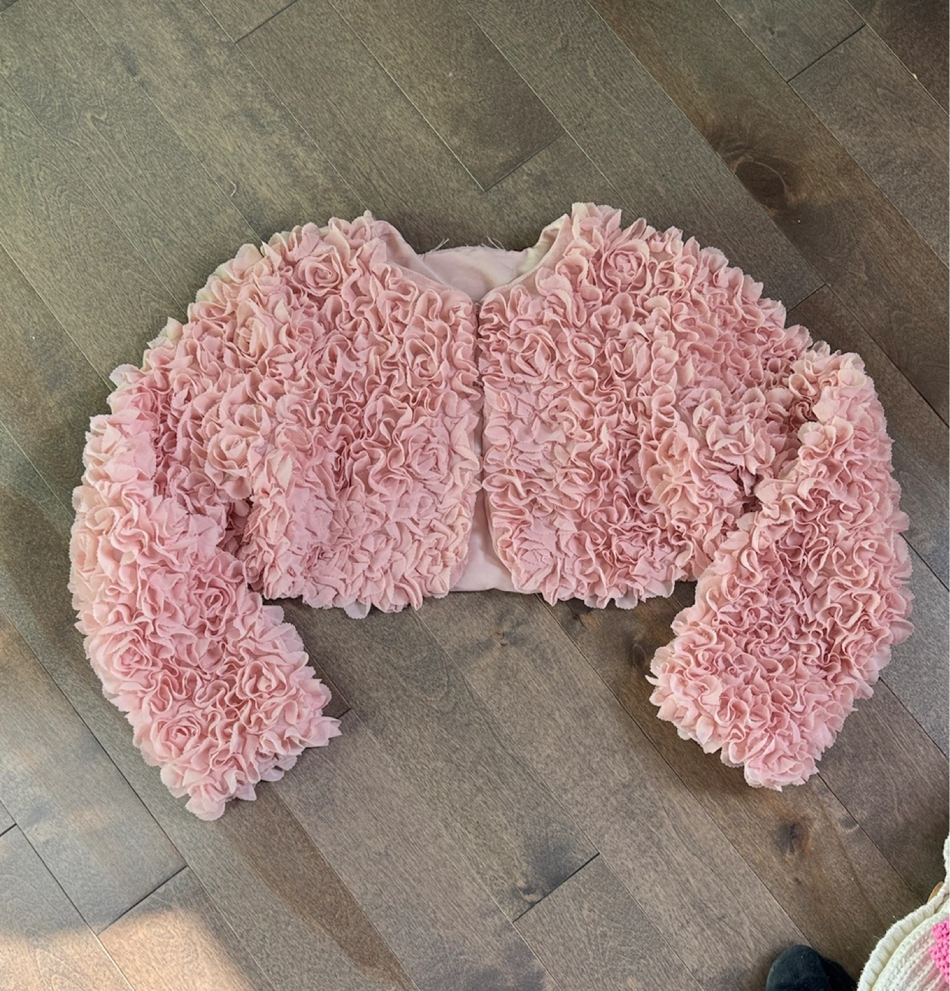 H&M Pink Ruffle Cropped Jacket Size 8