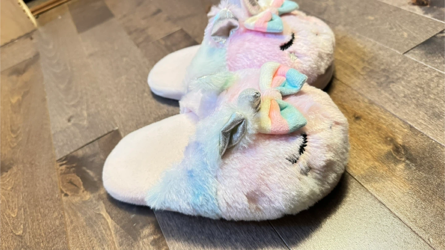 Unicorn Fuzzy Slippers size 1-2