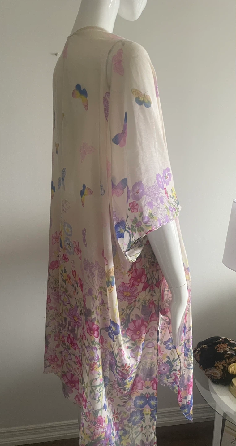 Women's Butterfly and Floral Print Kimono - photo 2