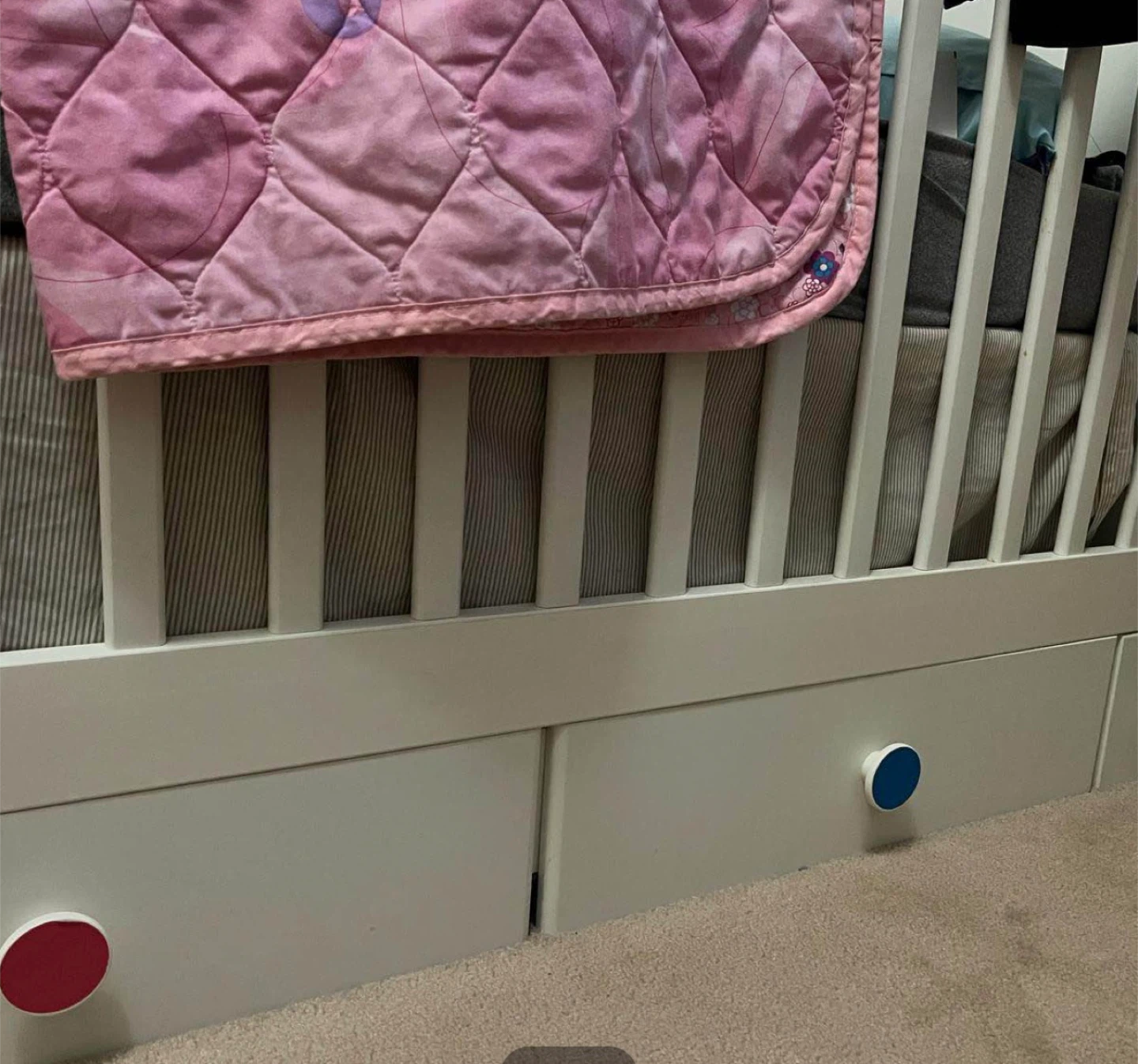 White Baby Crib with Storage Drawers