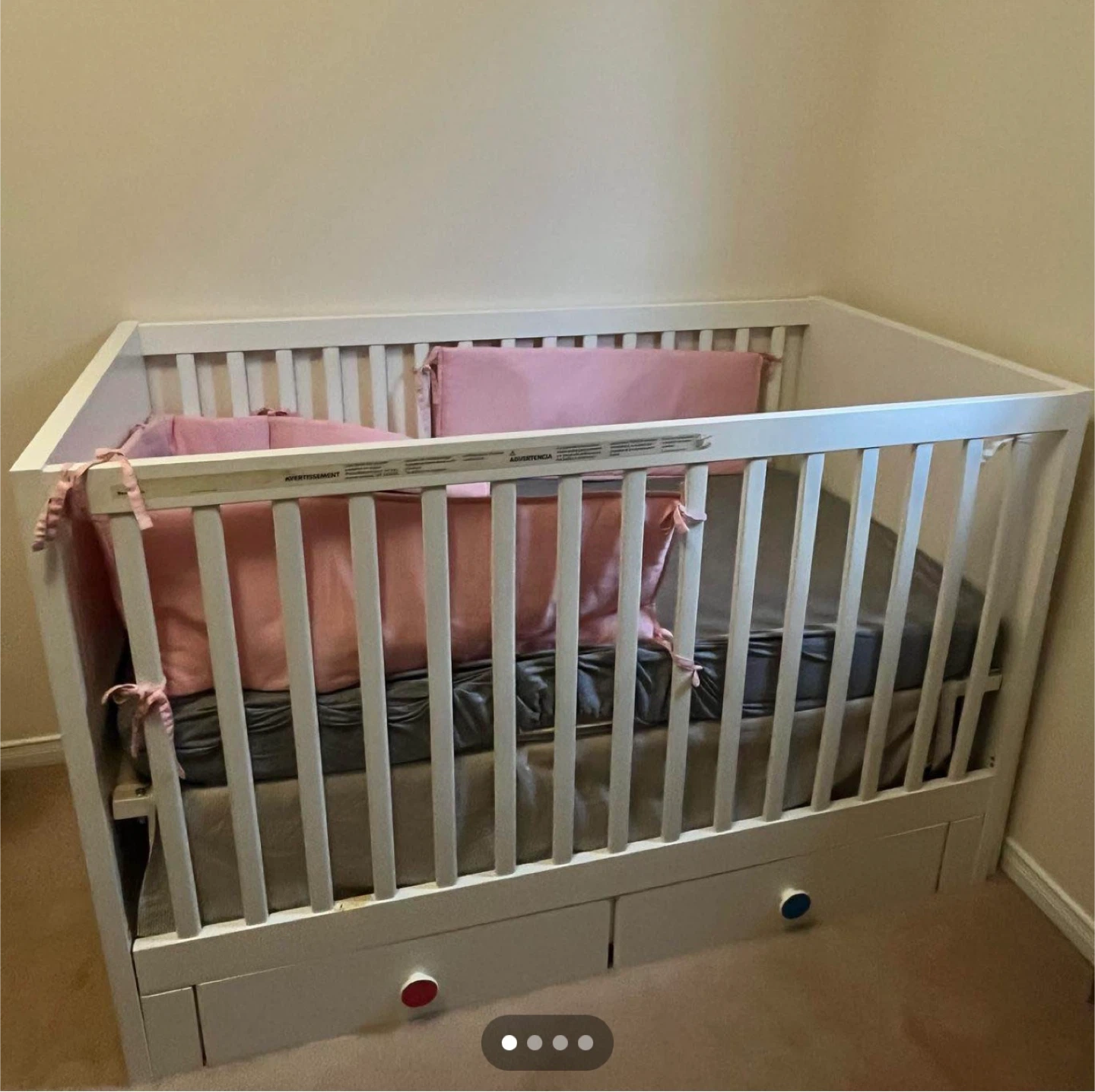 White Baby Crib with Storage Drawers - photo 3