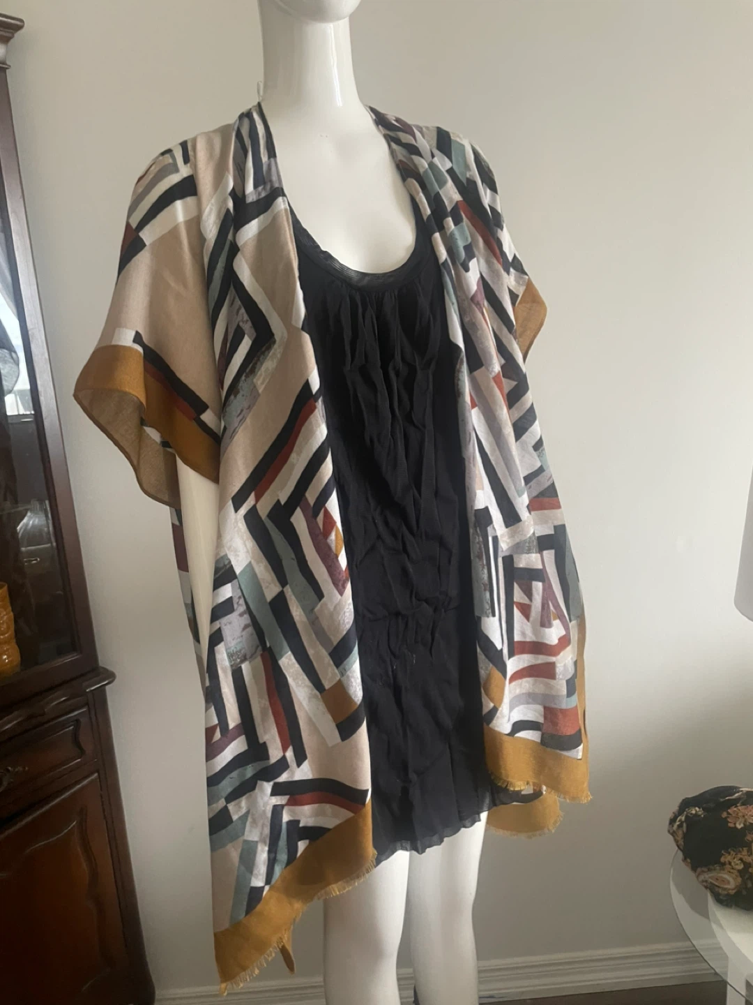 Geometric Print Kimono Wrap