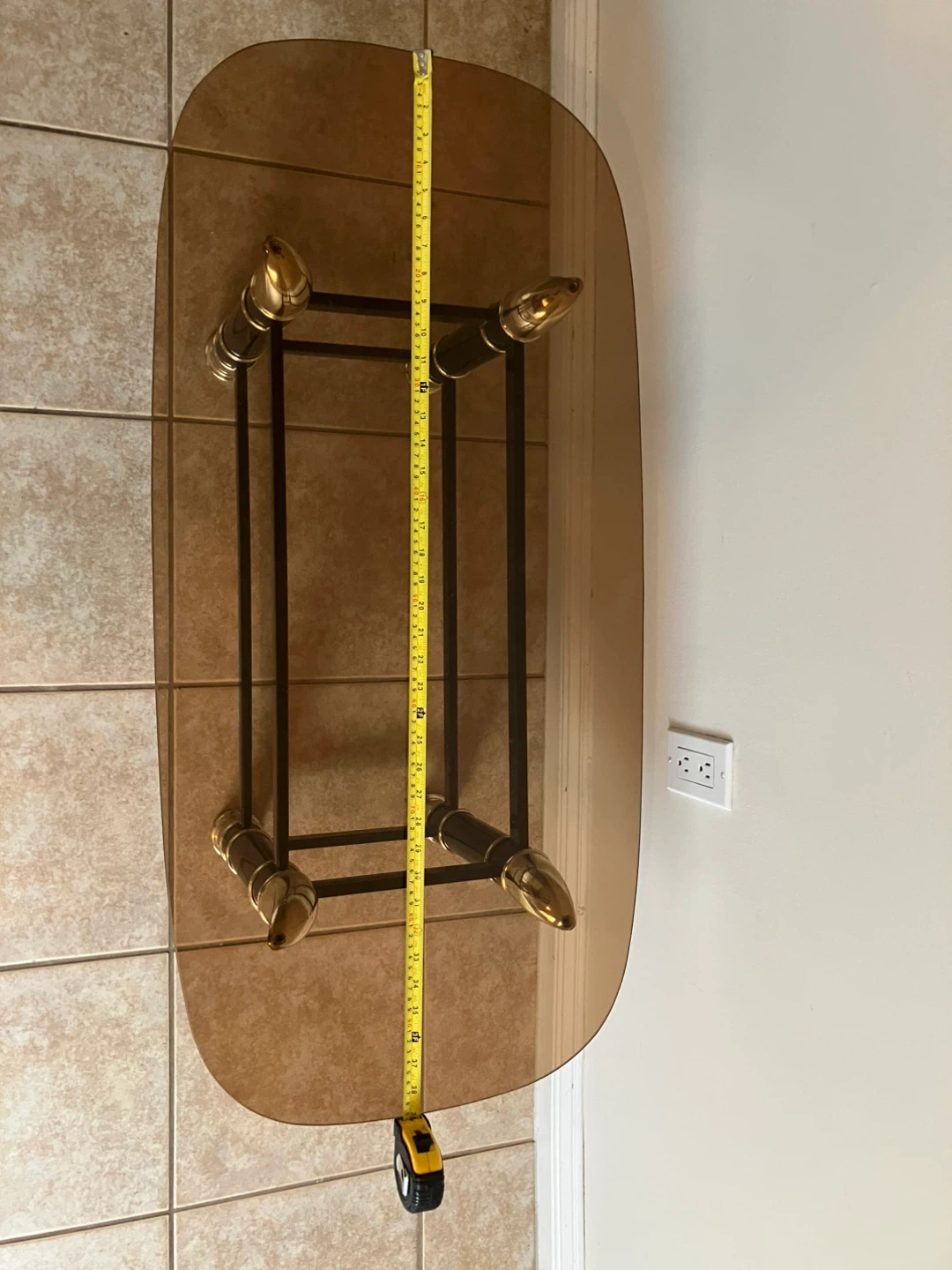 Smoked Glass Top Coffee Table with Black and Gold Accents - photo 4