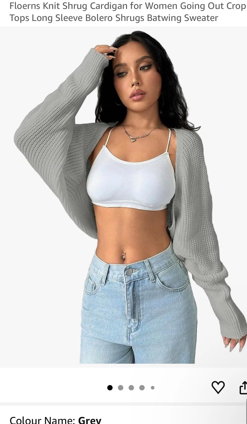Grey Knitted Cropped Shrug Cardigan Sweater - photo 4