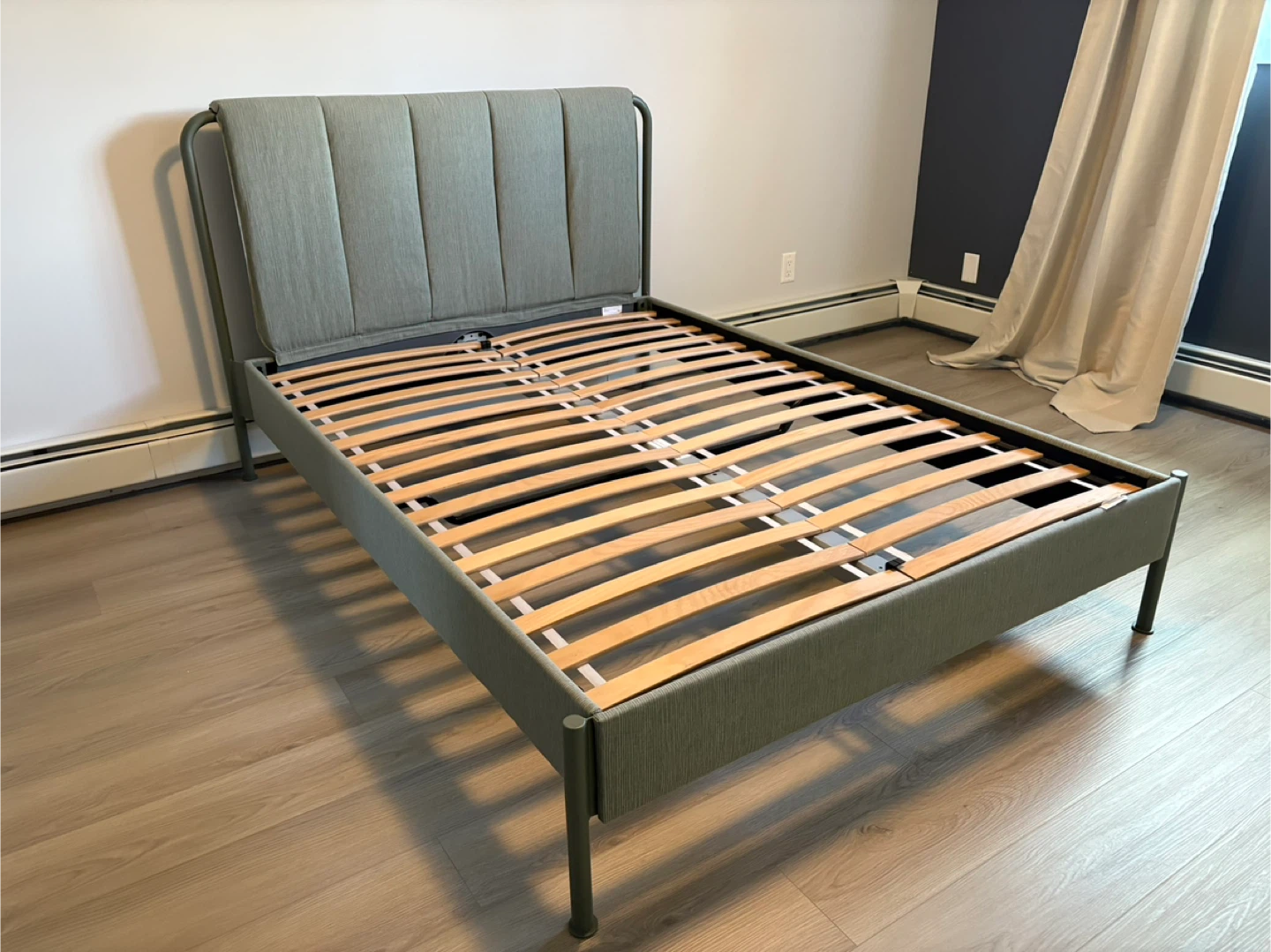 IKEA Green Upholstered Bed Frame