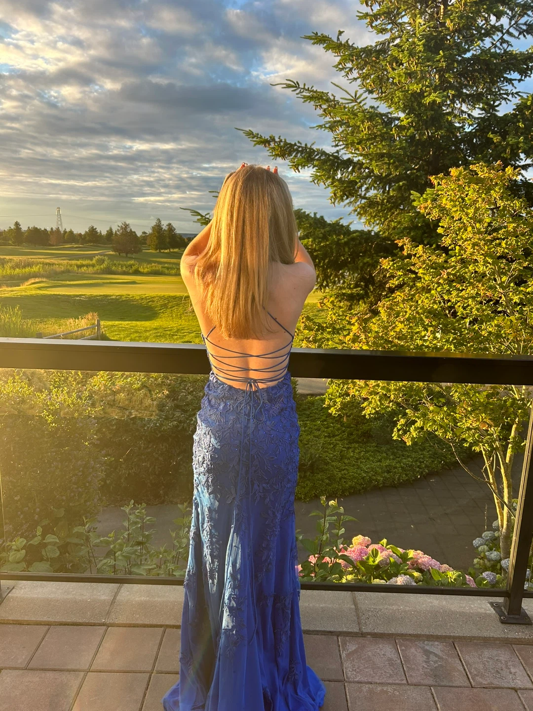 Royal Blue Lace Prom Dress