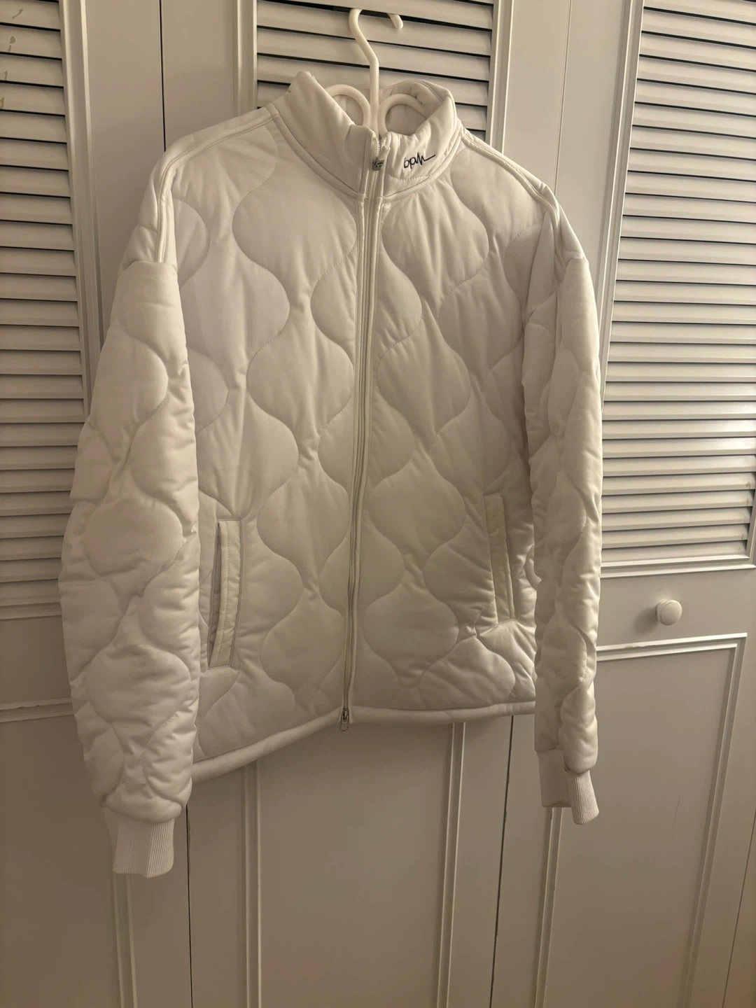 White Quilted Bomber Jacket