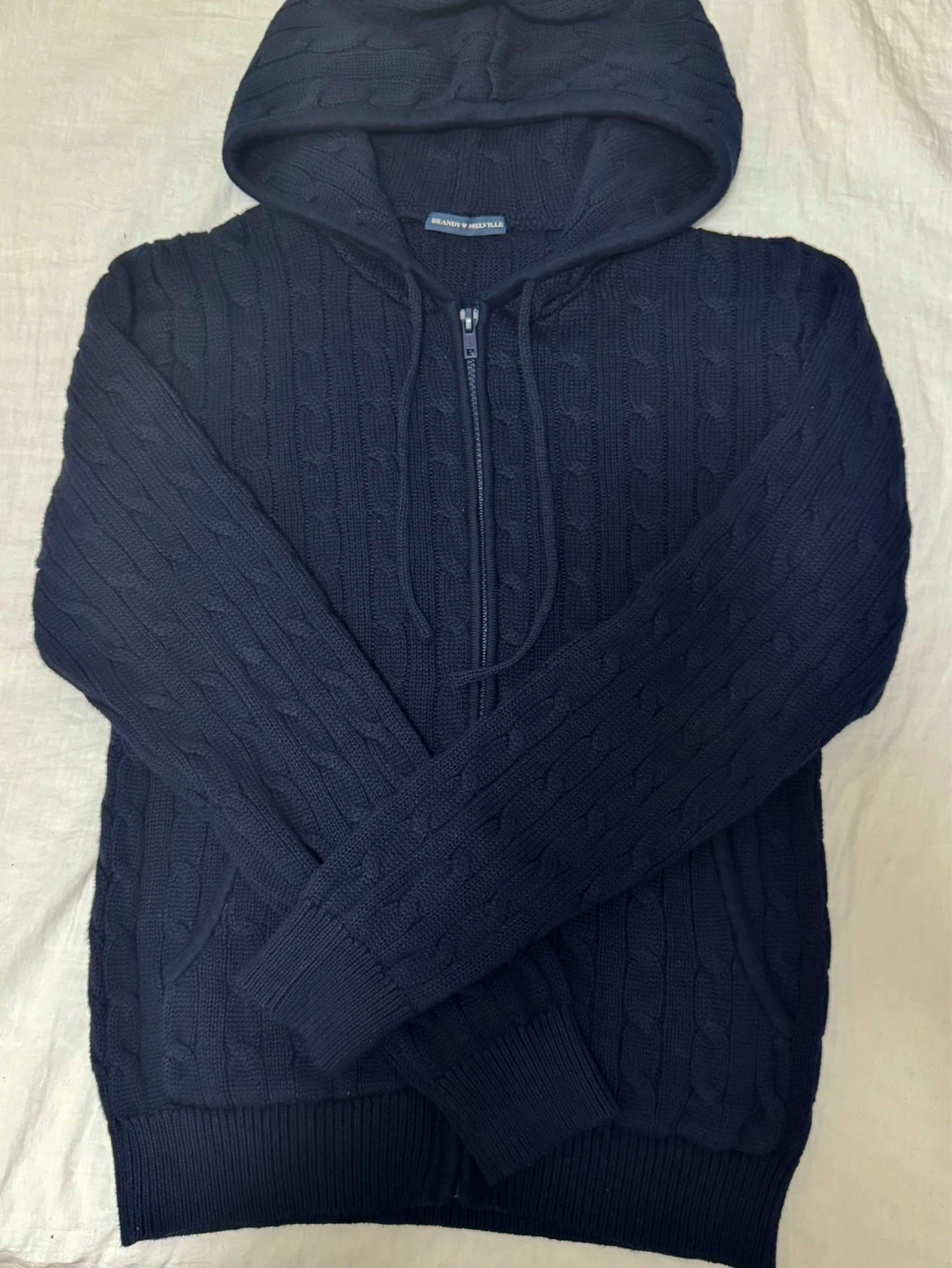 brandy melville ayla cable knit zip up