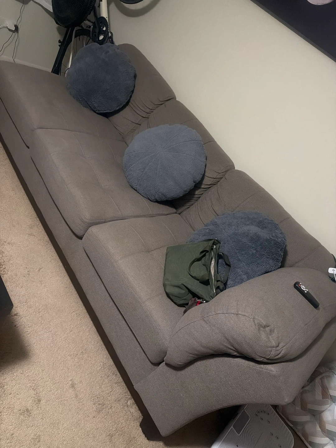 Gray Fabric Sofa (pillows not included)